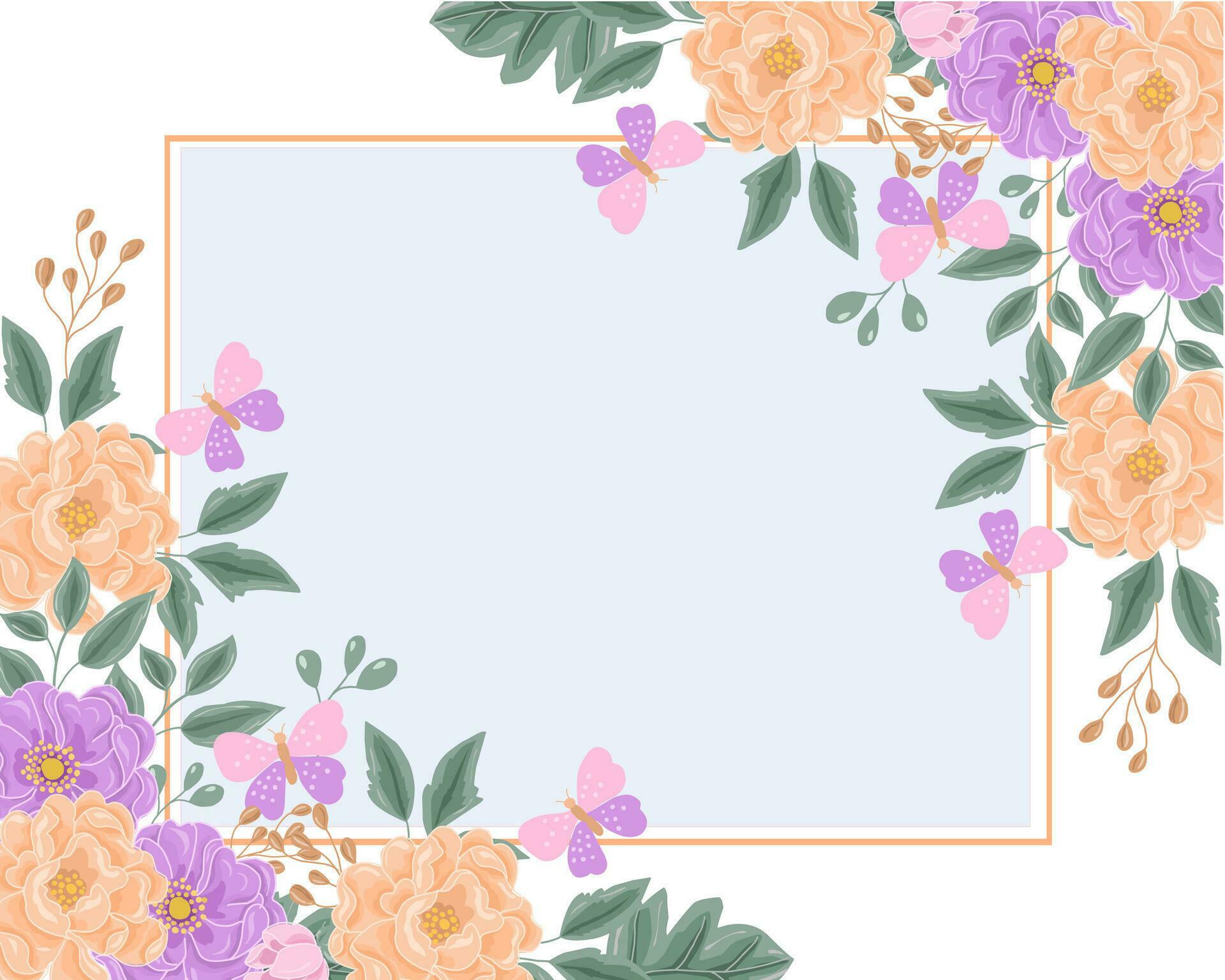 Hand Drawn Pastel Rose and Anemone Flower Border Stock Free