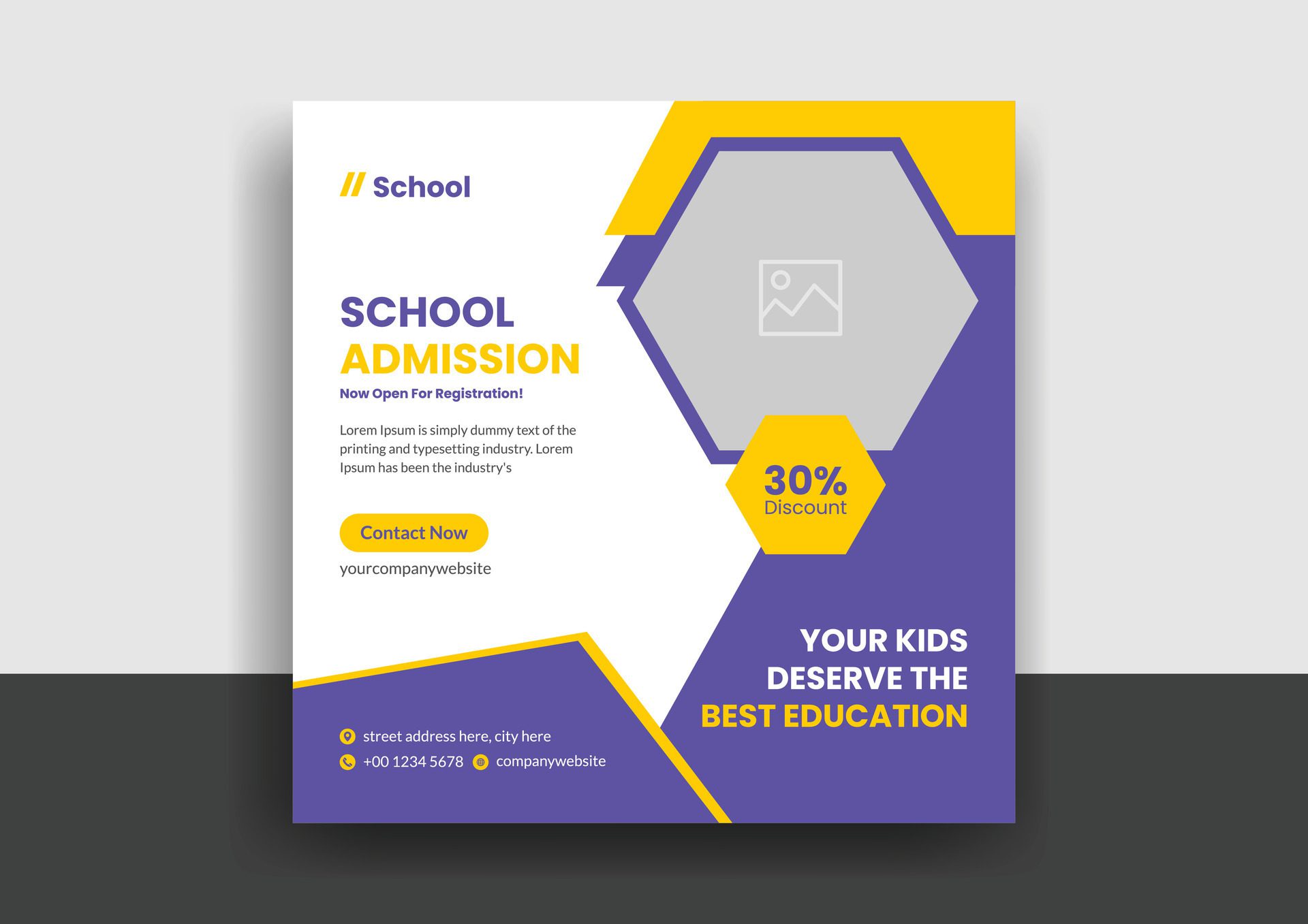 School admission social media post web banner template Free Vector