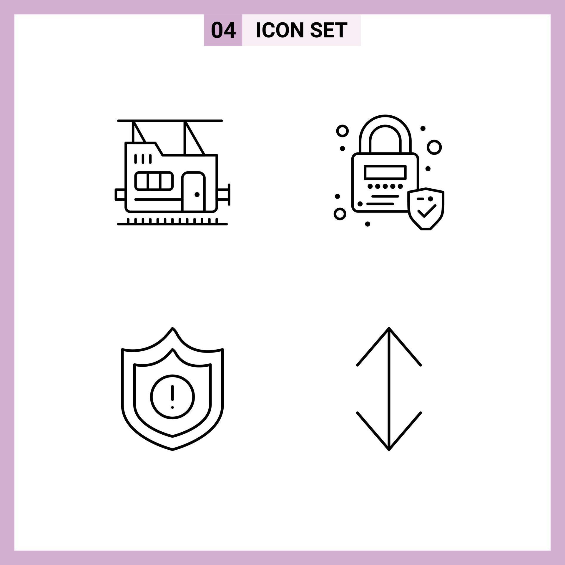 4 Thematic Vector Filledline Flat Colors and Editable Symbols of bullet arrow lock guard scale Editable Vector Design Elements Stock Free