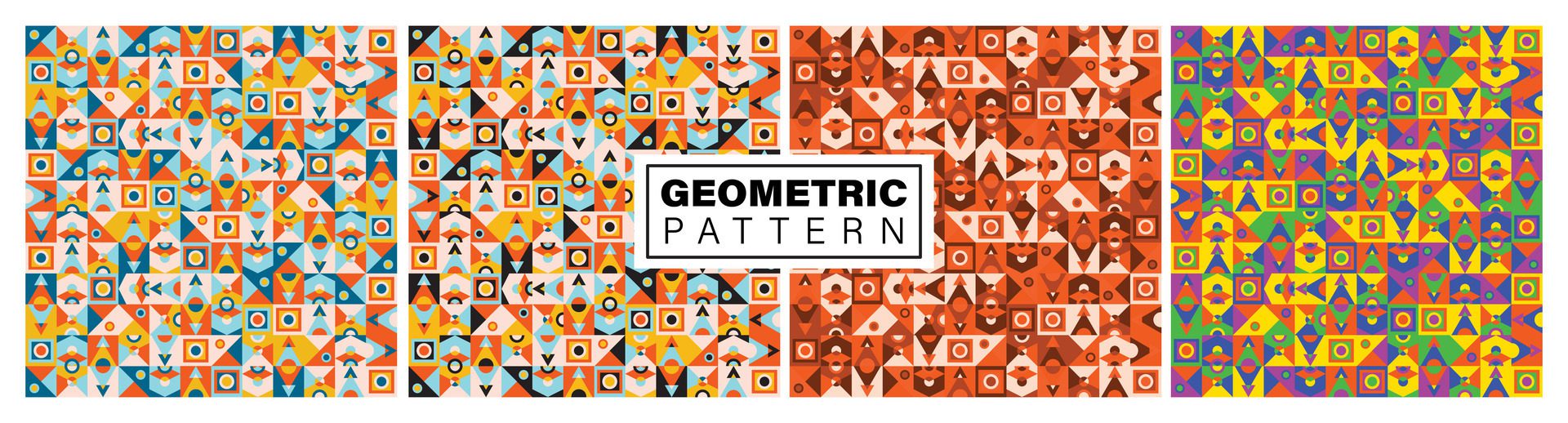 Modern pattern with geometric shapes, geometry graphics and abstract background set. Geometry grid pattern banner illustration Free Vector