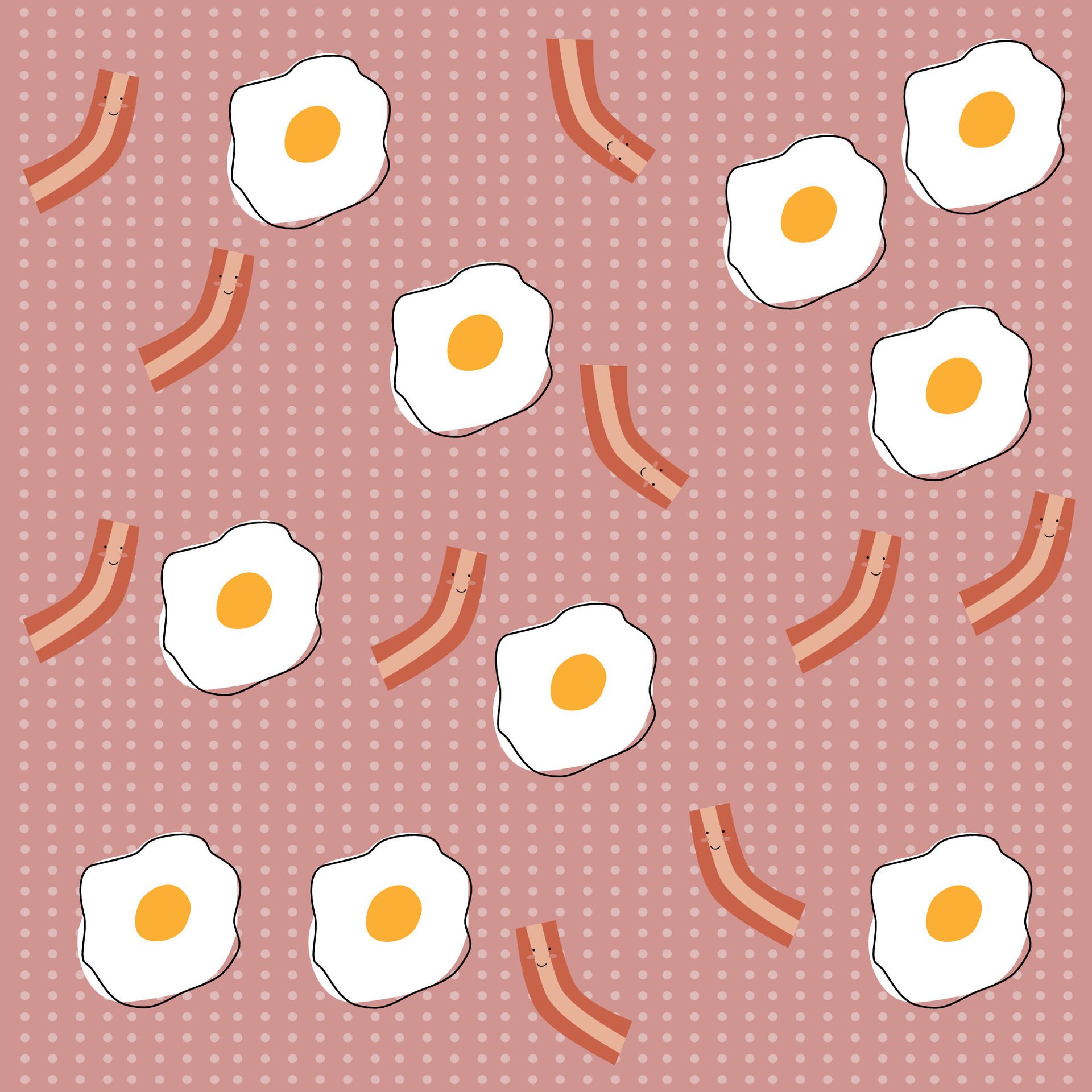 Egg and Bacon pattern on pink background with dot pattern. Breakfast pattern, pastry pattern for wallpaper, surface design and fabric pattern Free Vector