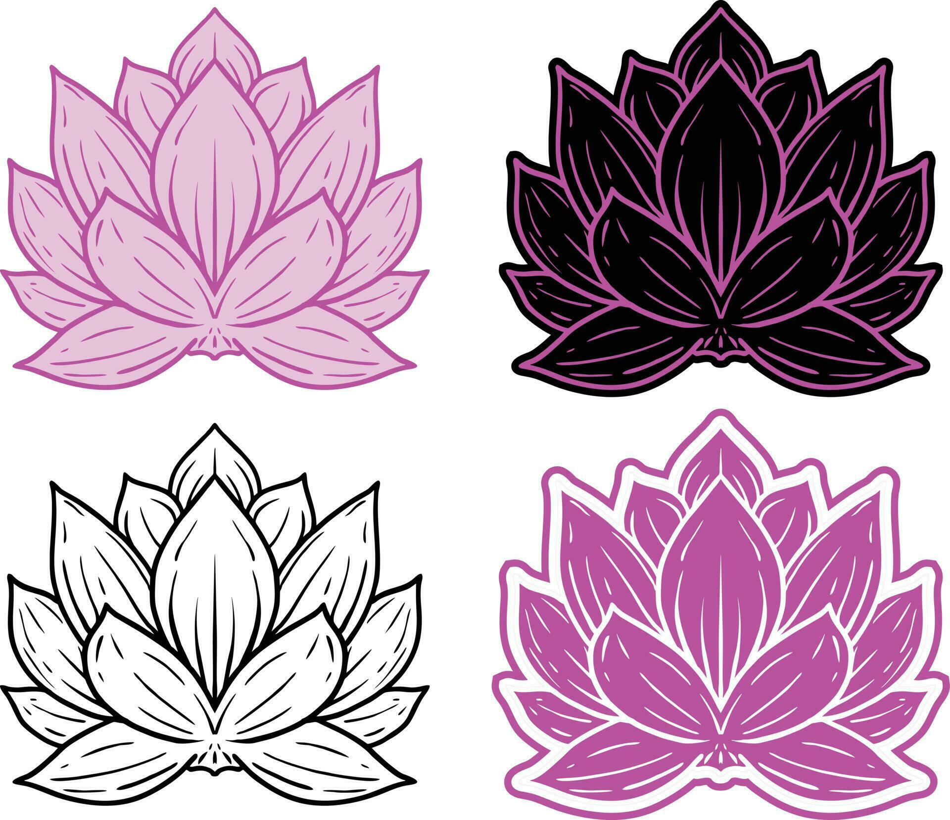 set of lotus flowers vector illustrations Stock Free