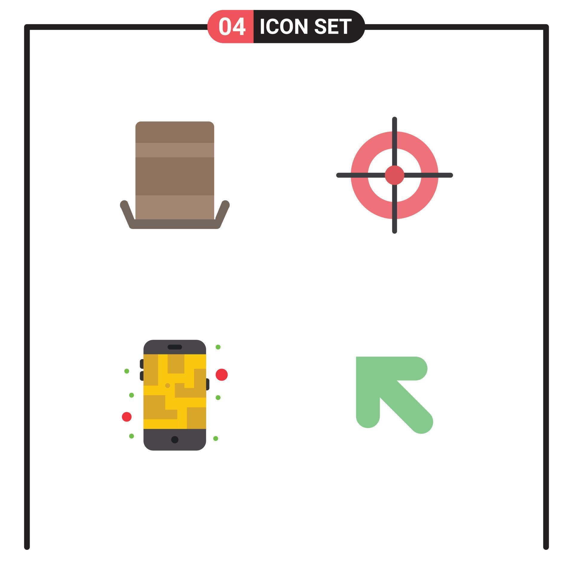 Set of 4 Commercial Flat Icons pack for fashion phone top hat target arrow Editable Vector Design Elements Stock Free