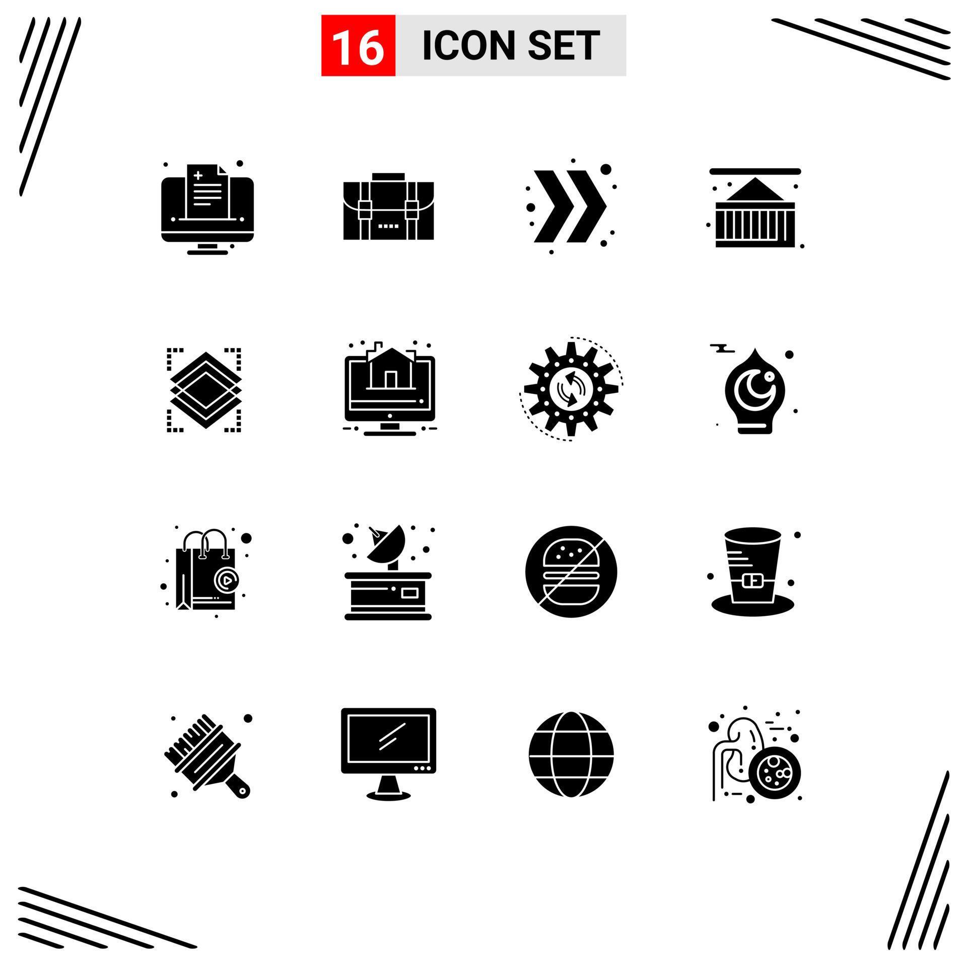 Universal Icon Symbols Group of 16 Modern Solid Glyphs of layer layers arrow city life cargo Editable Vector Design Elements Stock Free