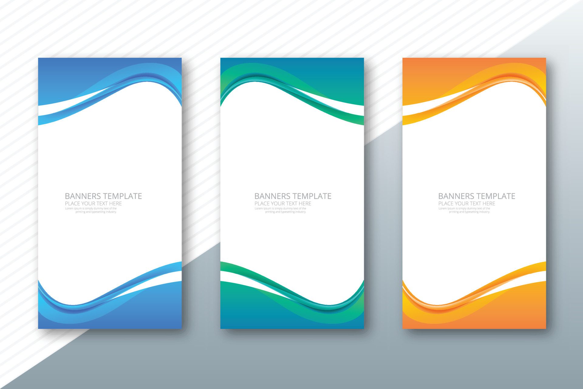 Modern colorful wave banners set background Free Vector