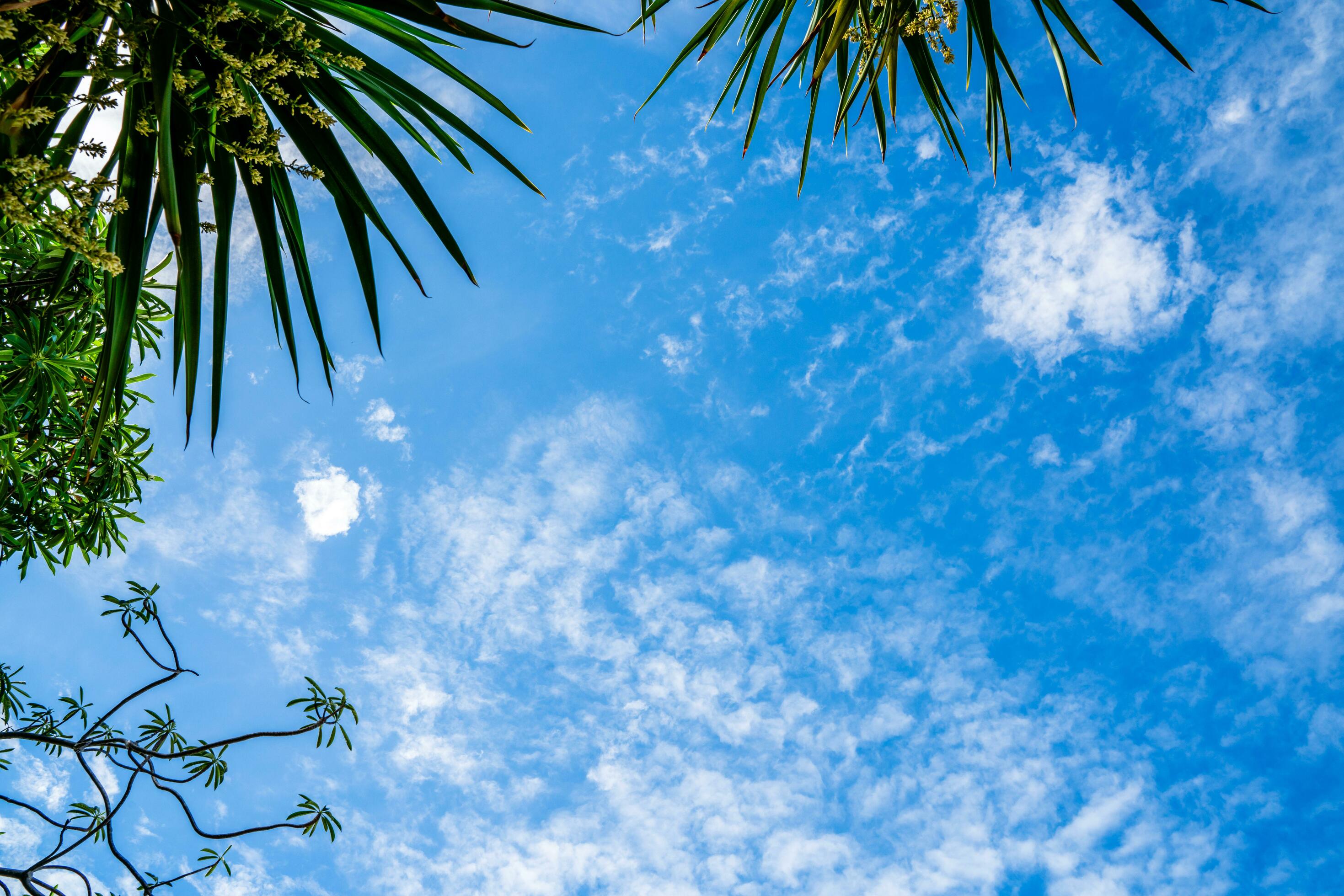 clouds and blue sunny sky, white clouds over blue sky, Aerial view, nature blue sky white cleat weather. Stock Free