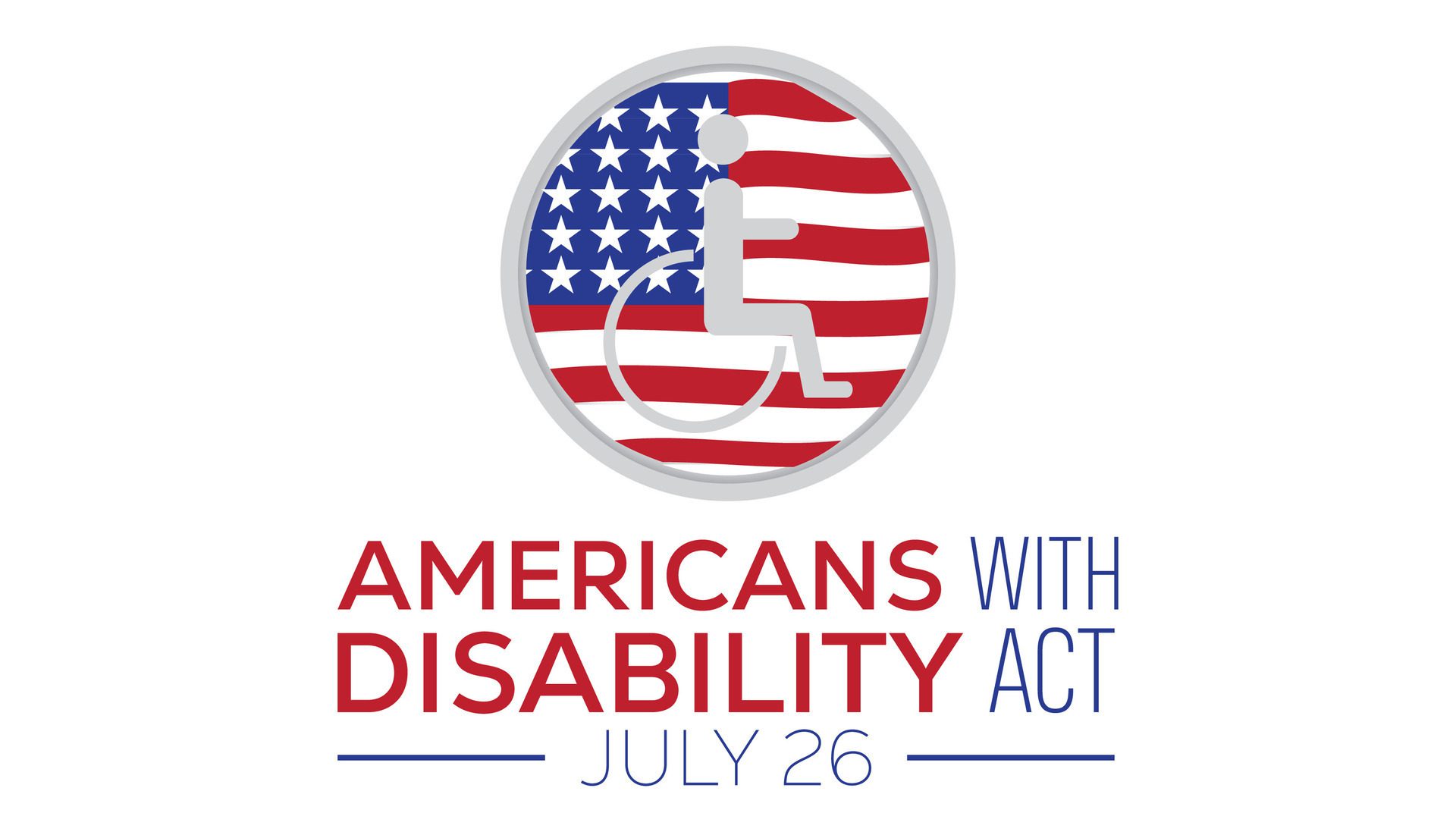 Americans with disability act observed every year in July. Template for background, banner, card, poster with text inscription. Free Vector