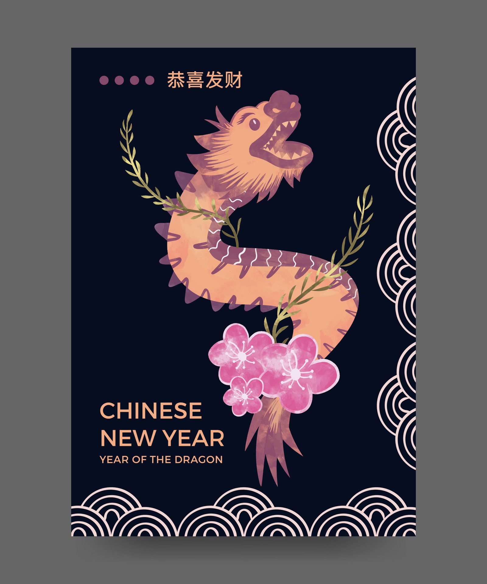 celebrating chinese new year. year of the dragon vector illustration for banner poster or background Free Vector