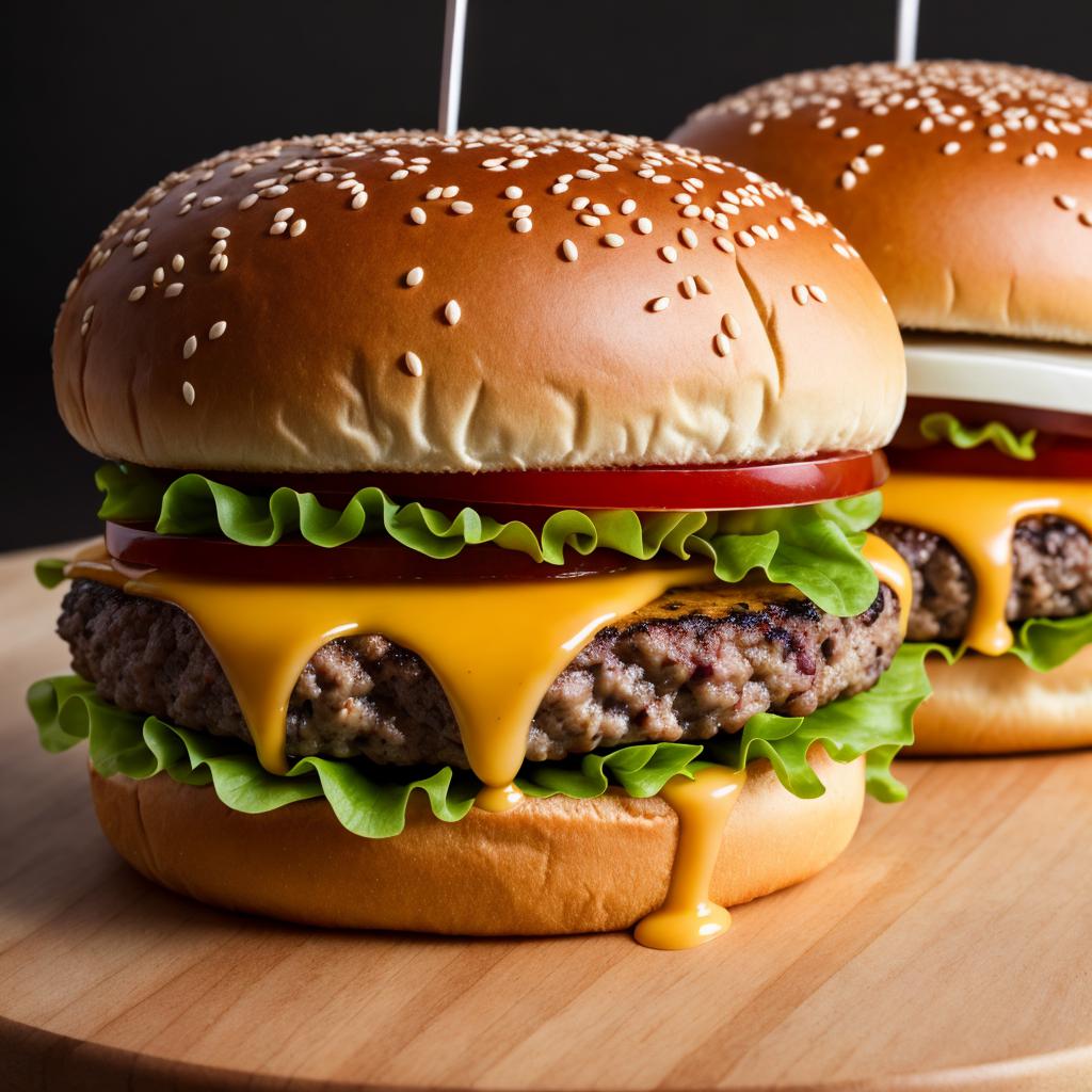 Juicy burger Portrait photography,Realistic by @ai_generated