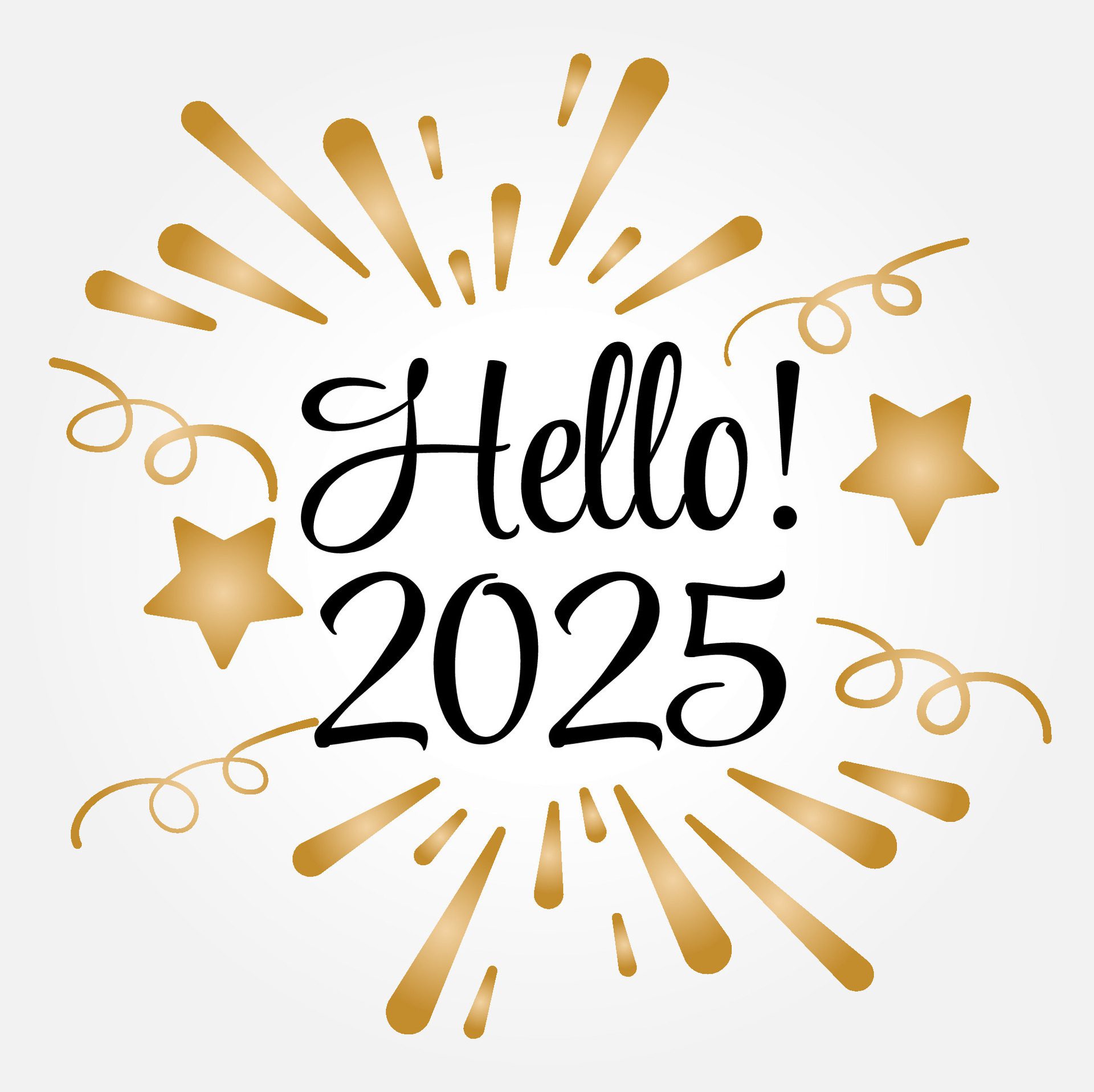 Hello 2025 hand drawn banner New year concept Free Vector