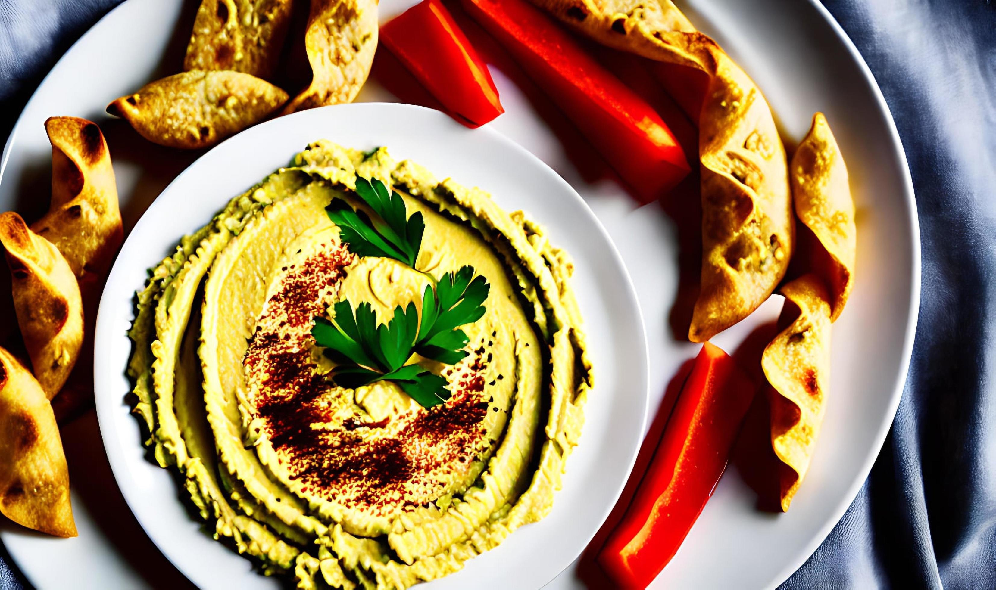 Healthy food. Traditional freshly made organic hummus. Stock Free