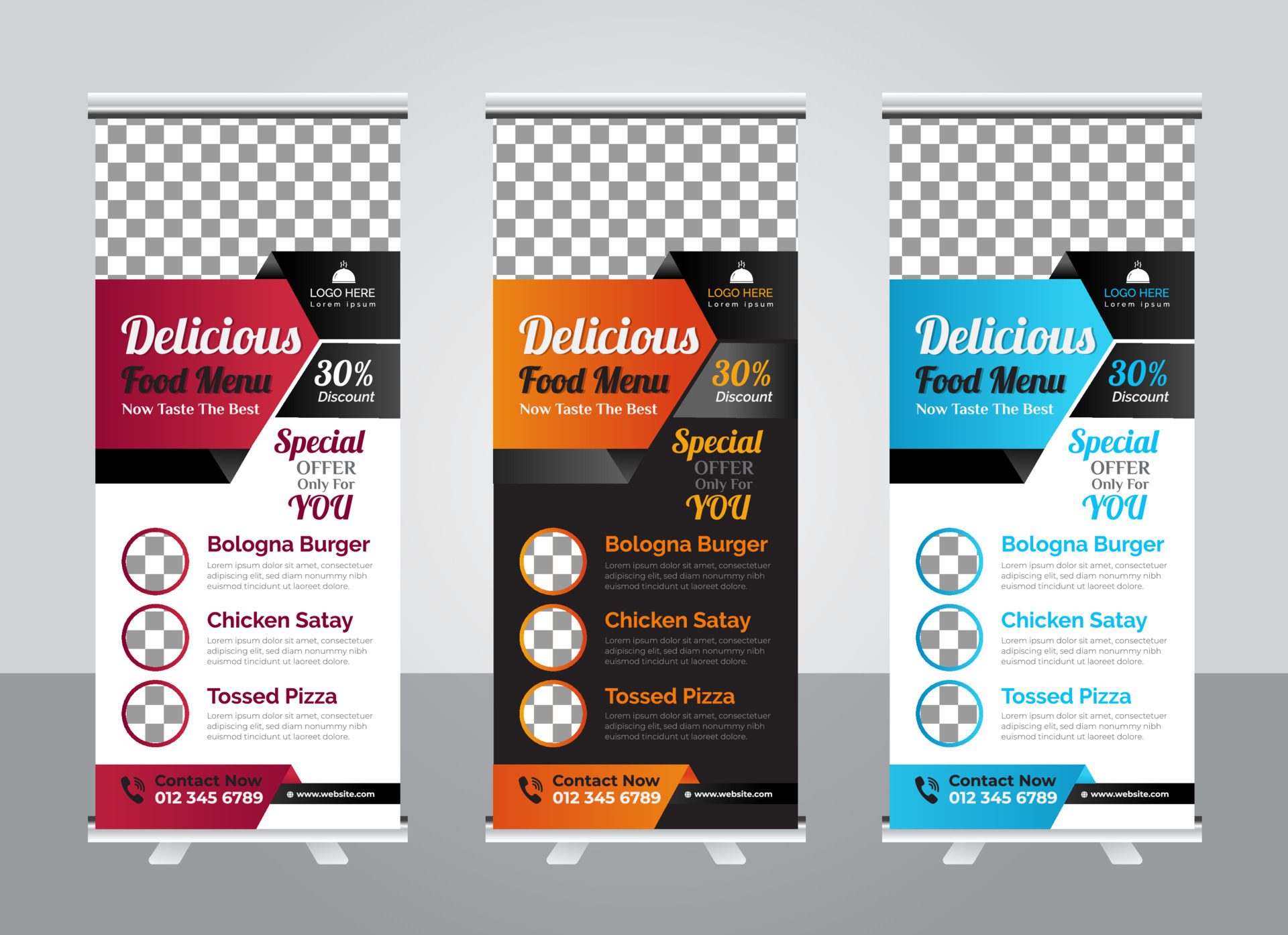 Restaurant roll up banner design template Free Vector