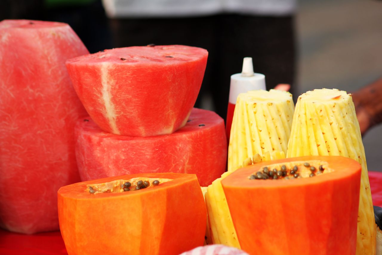 Cut Fruits Papaya Water Melon Pineapple Stock Free