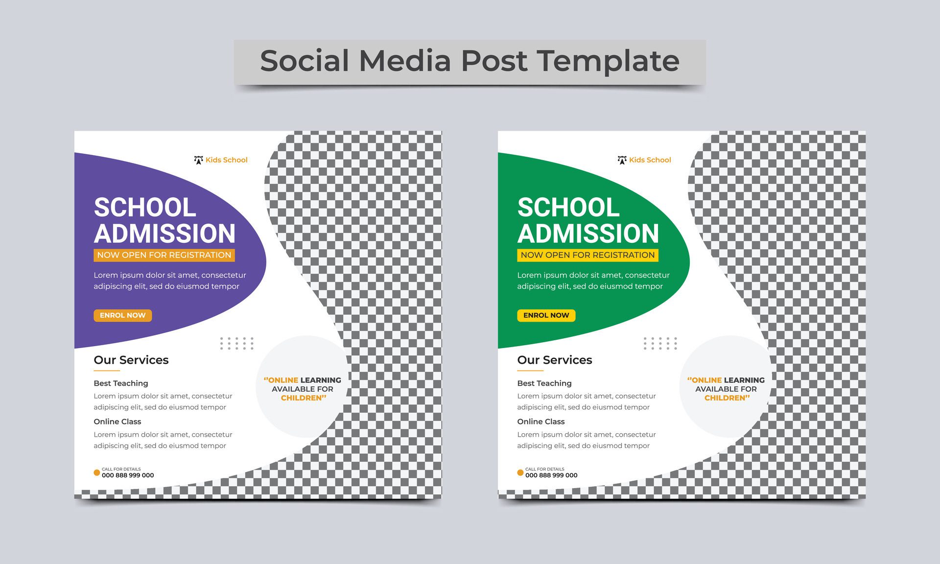 School admission social media post banner or square banner design template. vector illustration. Free Vector