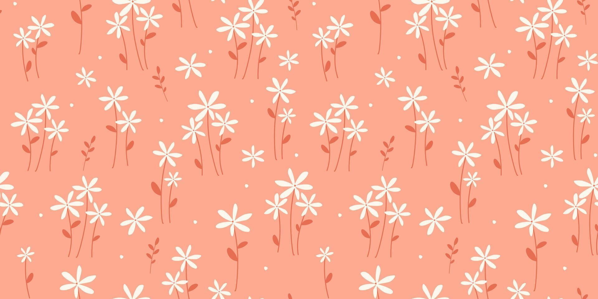 Seamless pattern with delicate flowers. Abstract plant print with bloom. Stock Free