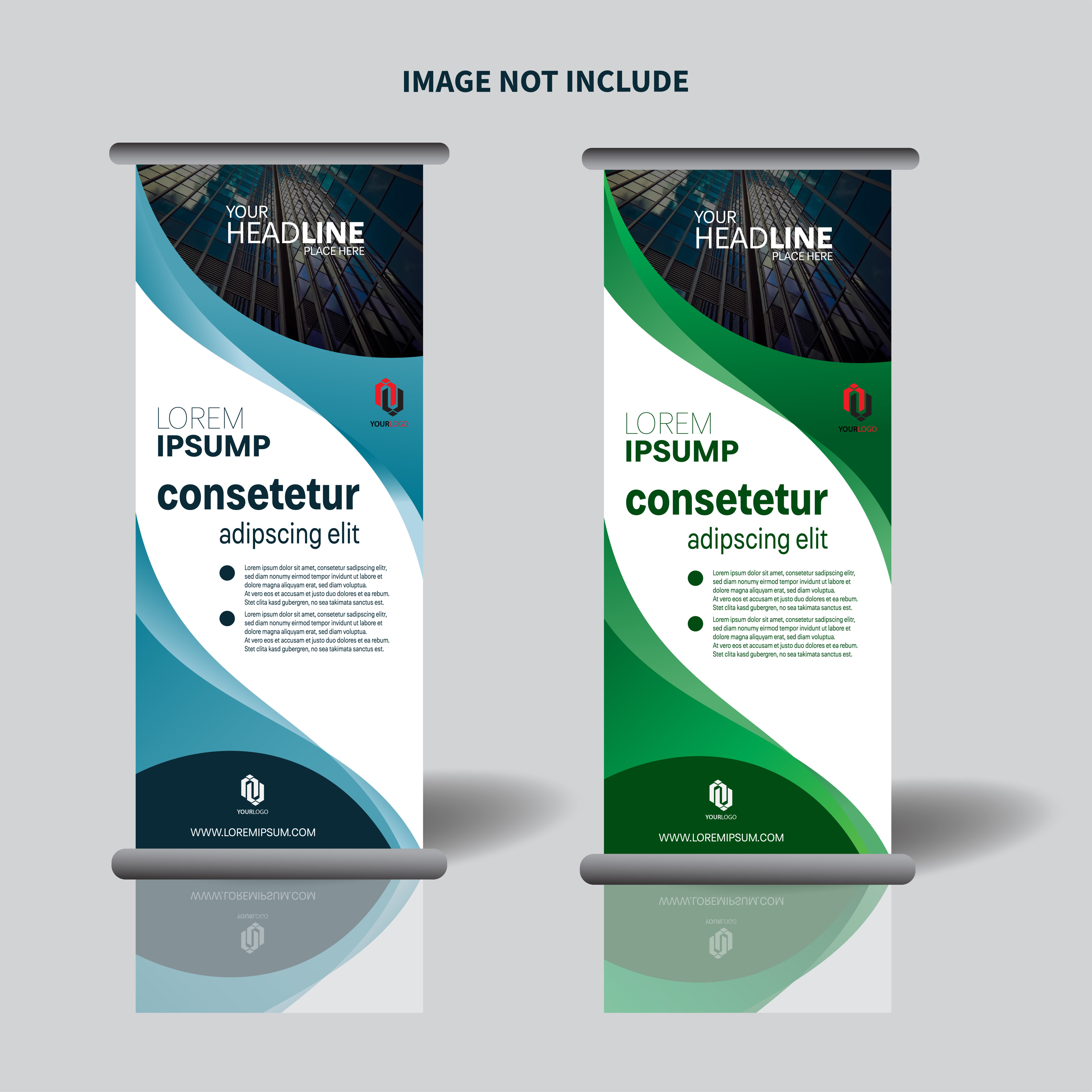 promotional vertical banner design with curved design Free Vector