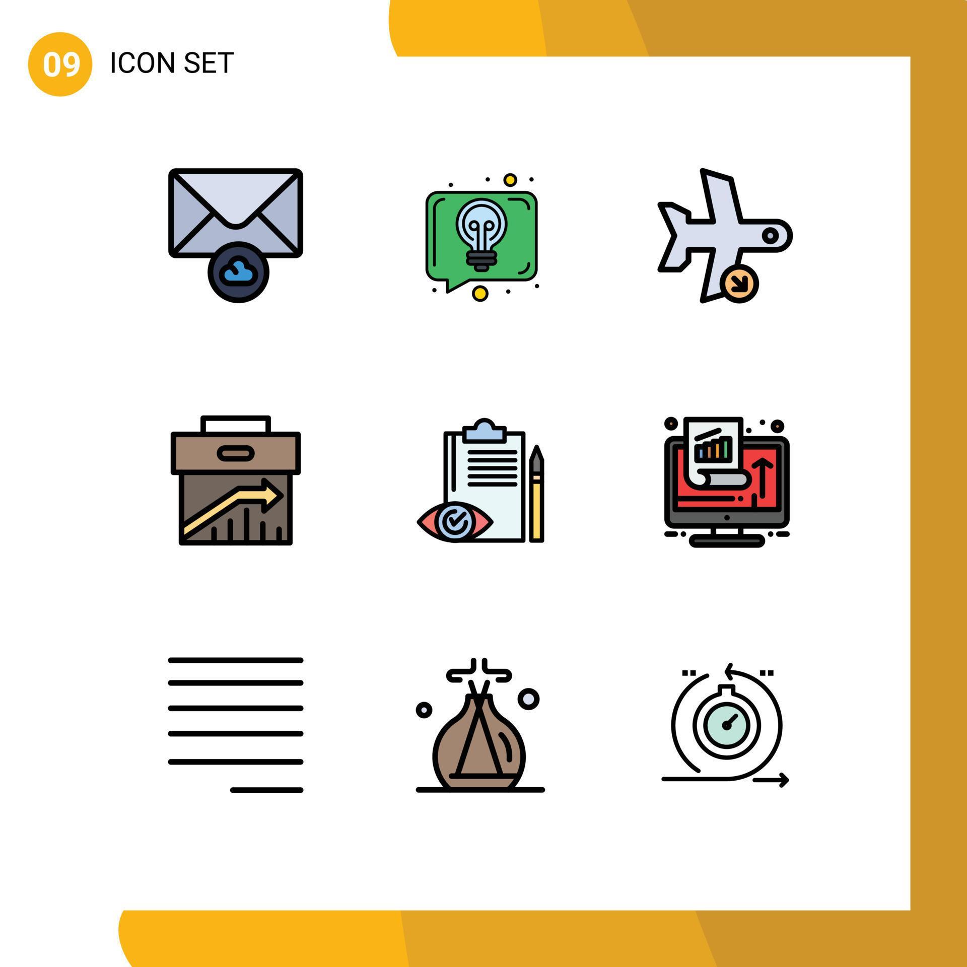 Pictogram Set of 9 Simple Filledline Flat Colors of quality control management landing corporate arrow Editable Vector Design Elements Stock Free