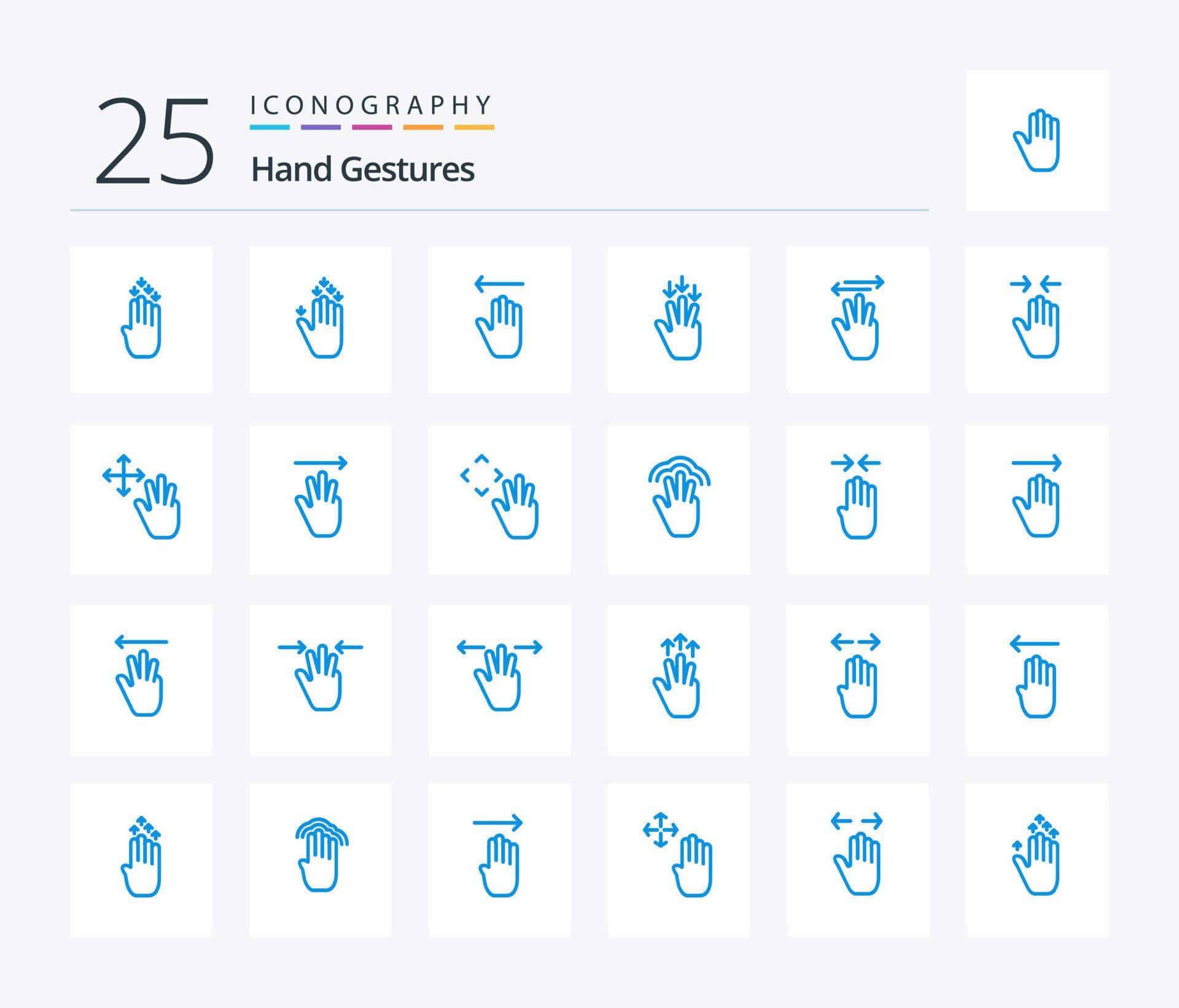 Hand Gestures 25 Blue Color icon pack including hand cursor. gestures. hand. arrow. finger Stock Free