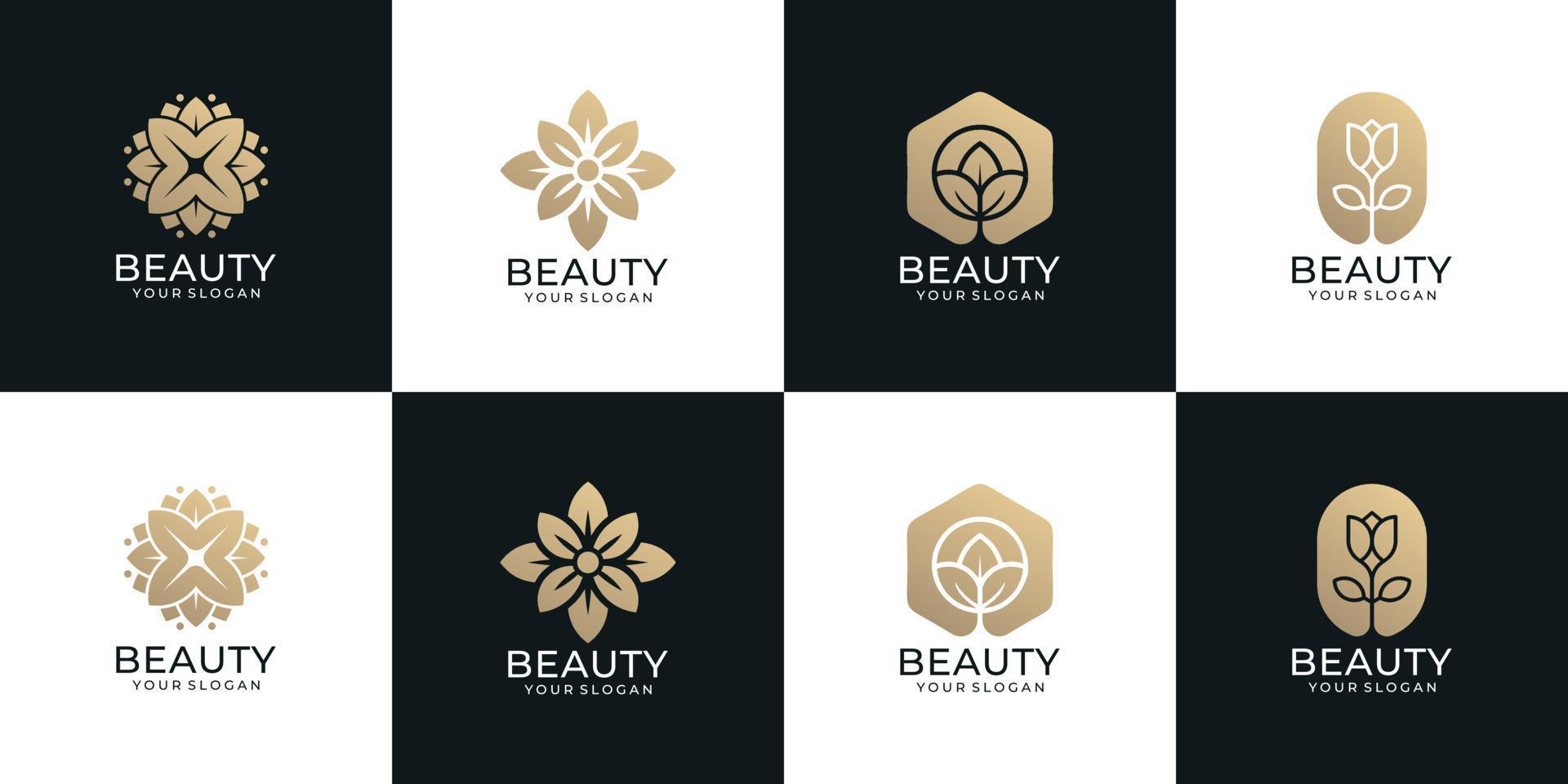 Set of beauty luxury flower logo spa decoration yoga wellness Stock Free and Free SVG