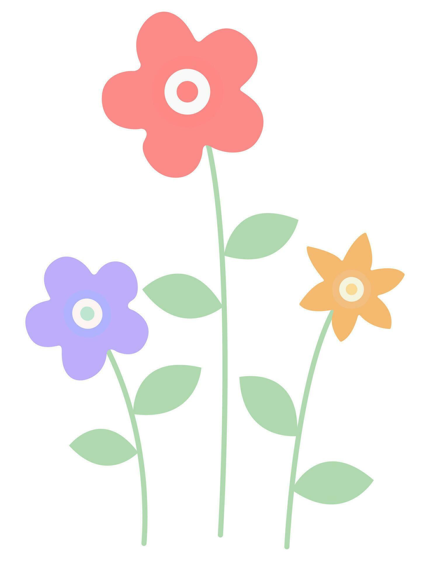 Flower vector illustration set flat style isolated on white background. Stock Free