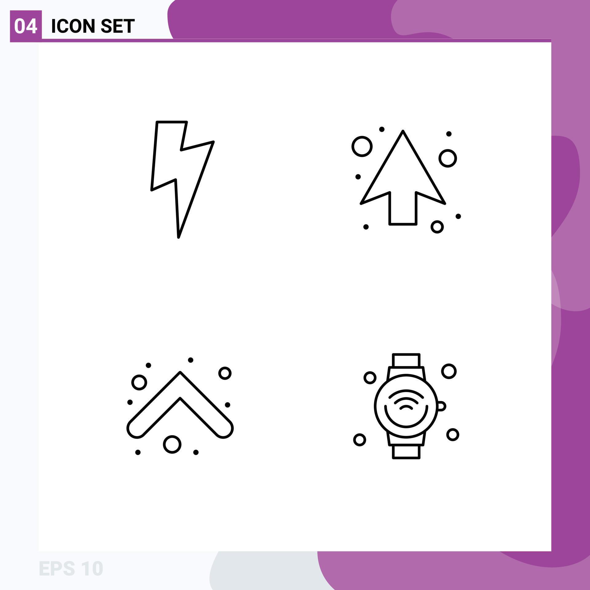 Line Pack of 4 Universal Symbols of power internet of things arrow direction wifi Editable Vector Design Elements Stock Free