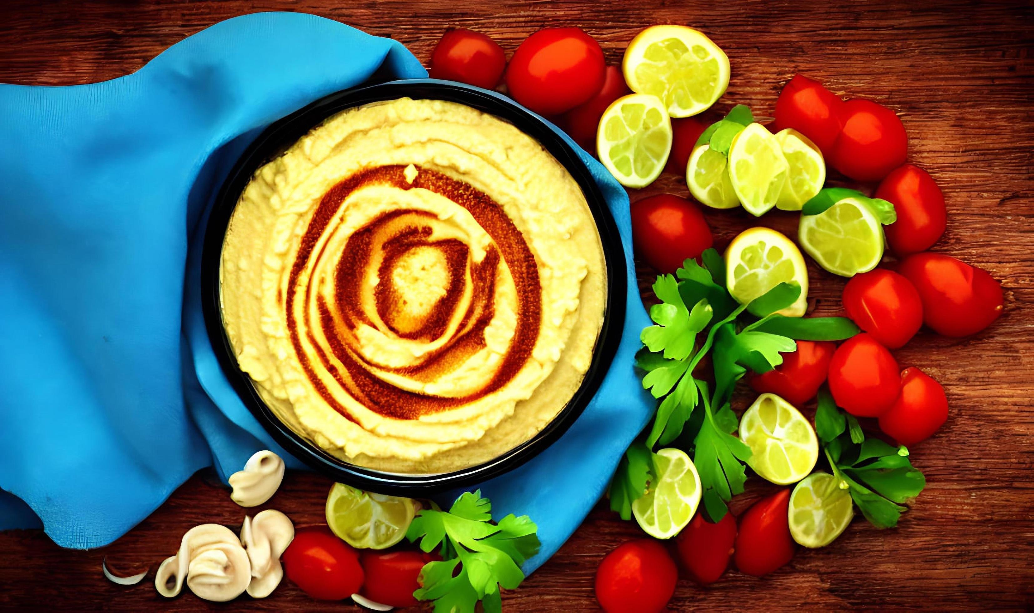 Healthy food. Traditional freshly made organic hummus. Stock Free