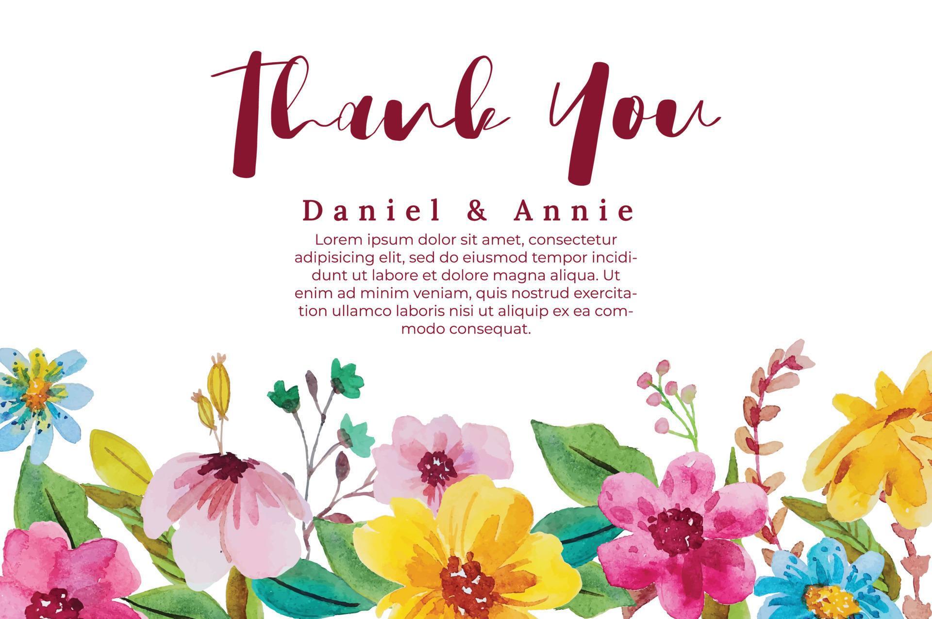 thank you card flower watercolor template Stock Free