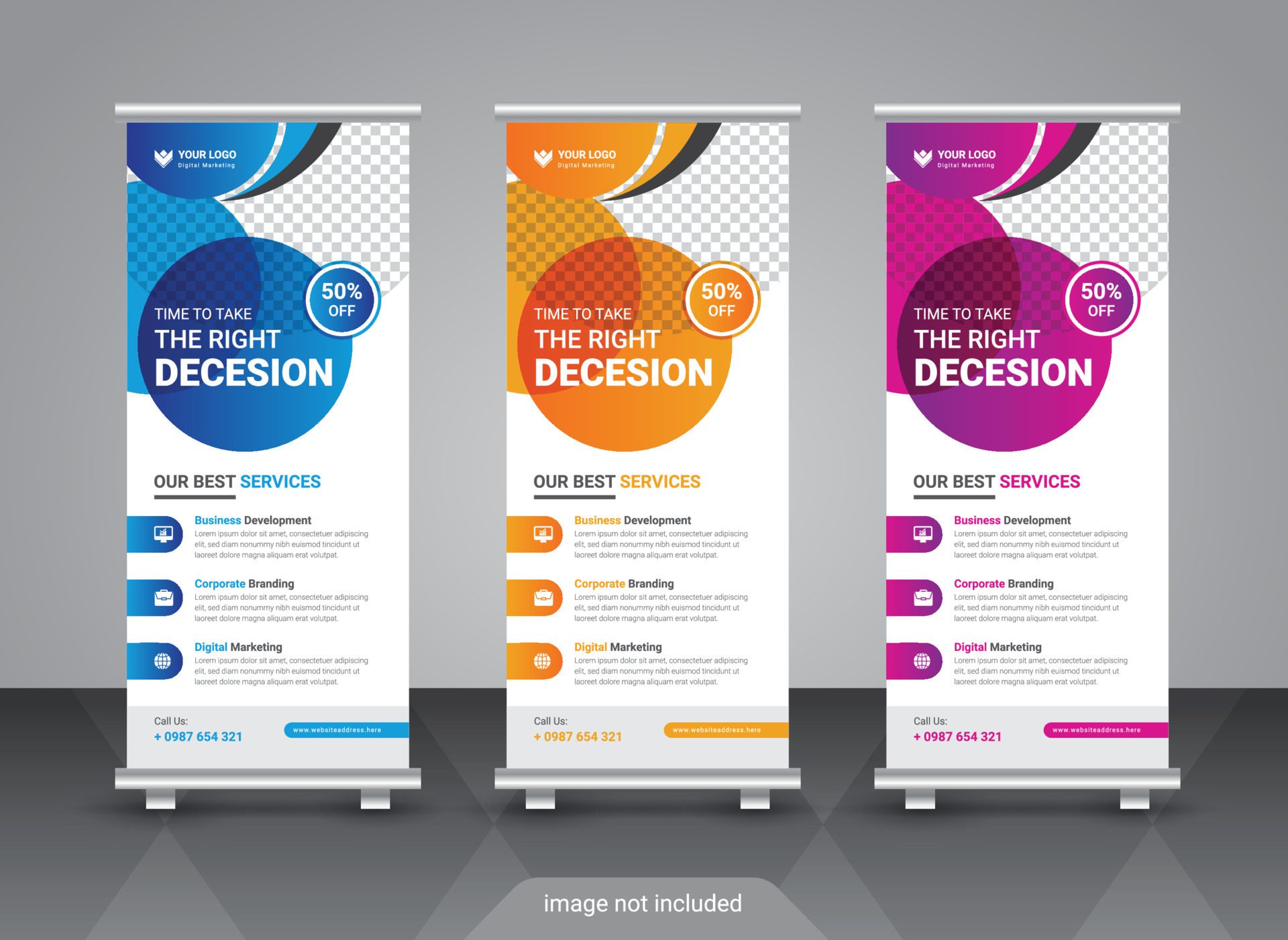 Professional corporate and business colorful roll up banner design template Free Vector