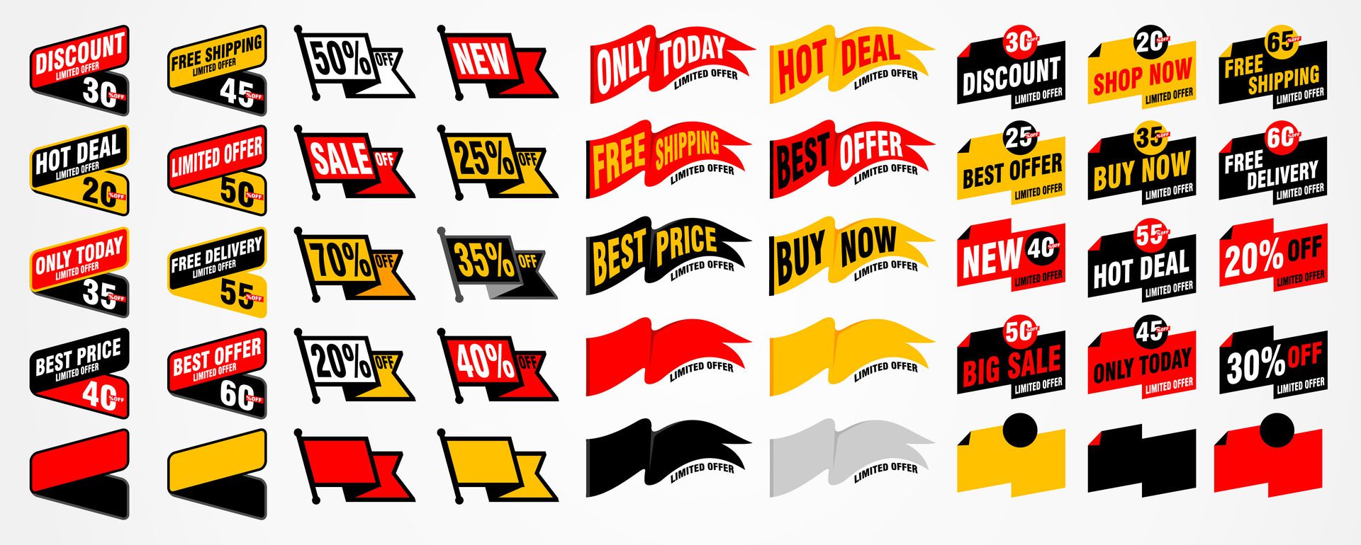 stickers and tags banners set, stroke sale, sales label collection suitable for design promotion media Free Vector