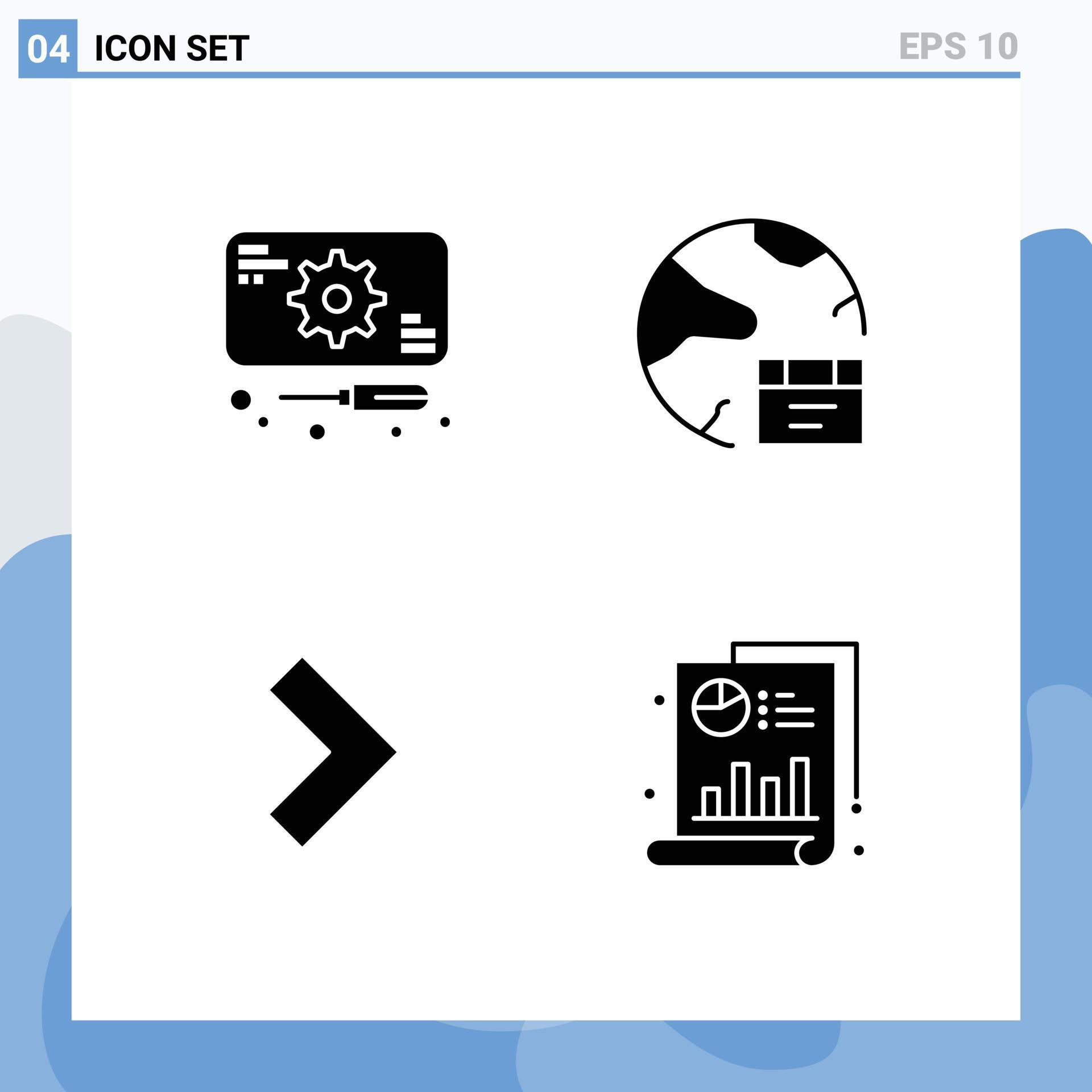 Set of 4 Modern UI Icons Symbols Signs for development arrow service develop next Editable Vector Design Elements Stock Free