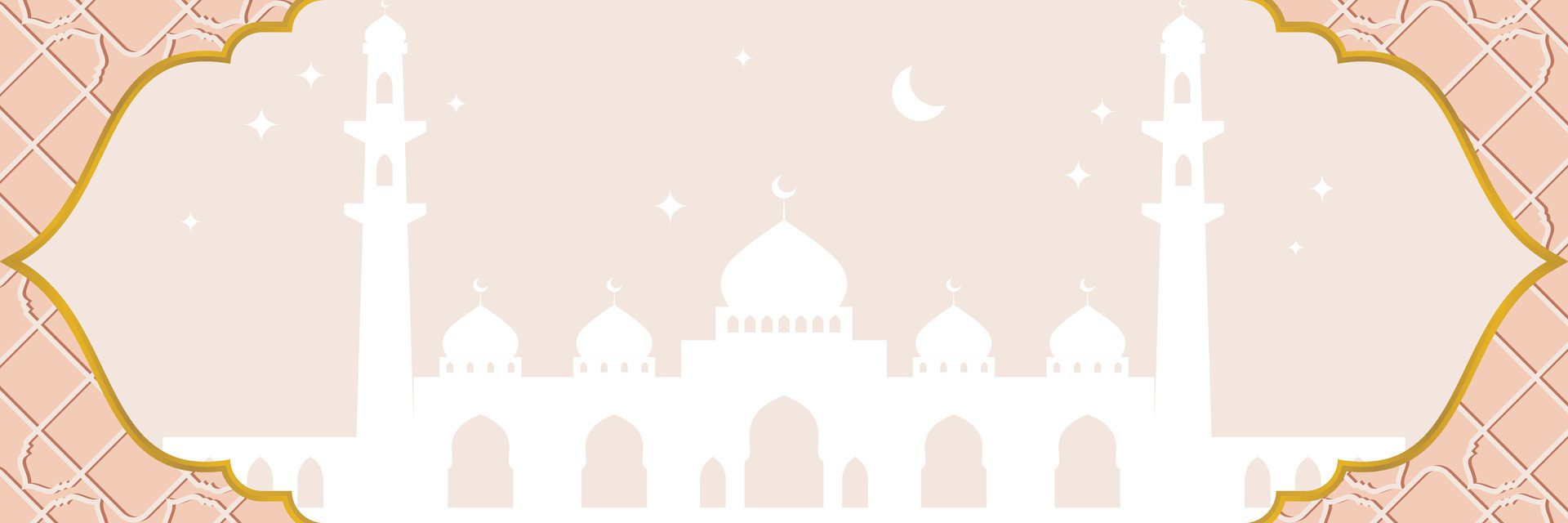 Luxury Islamic background, with mosque, star and dome icons. Banner template with empty space for text. vector illustration of Islamic holidays Free Vector