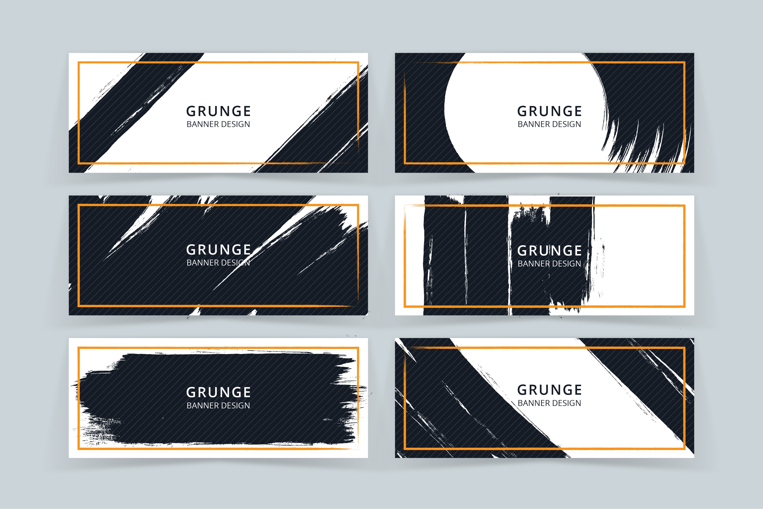 Grunge Art Dark Color Banner Set Free Vector