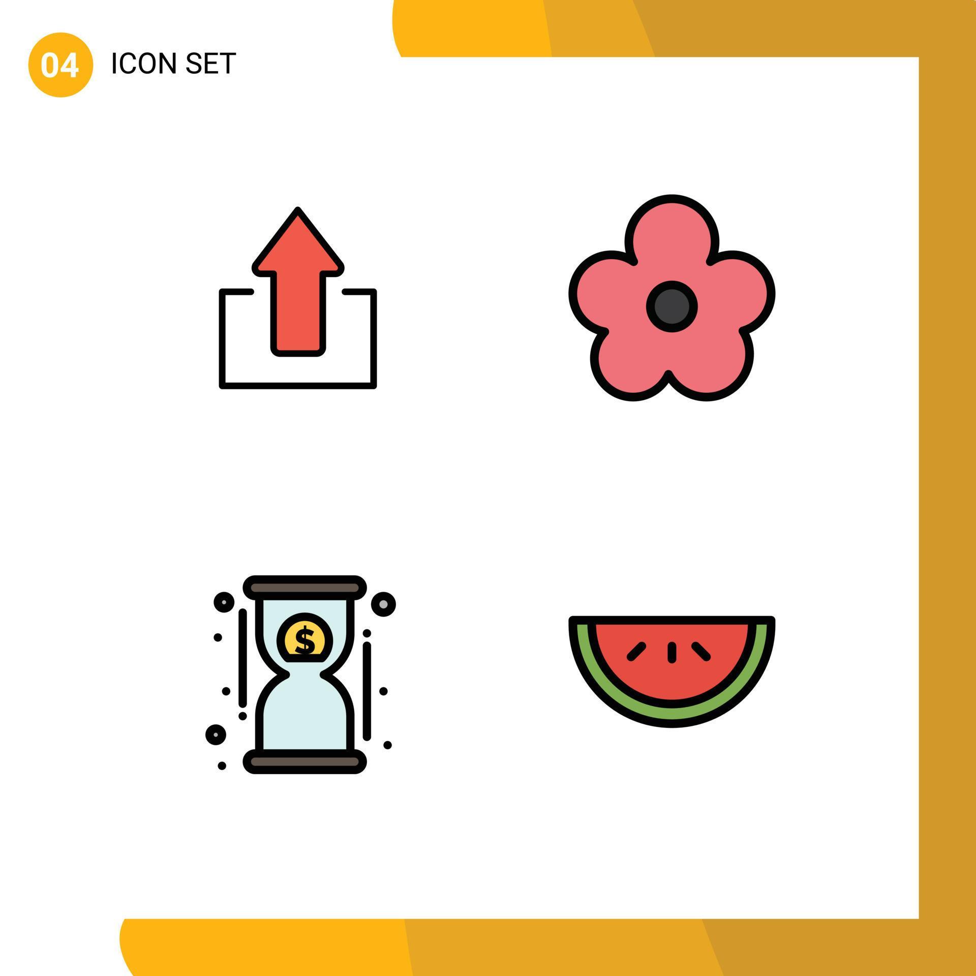 Set of 4 Modern UI Icons Symbols Signs for arrow hourglass upload pot fast Editable Vector Design Elements Stock Free