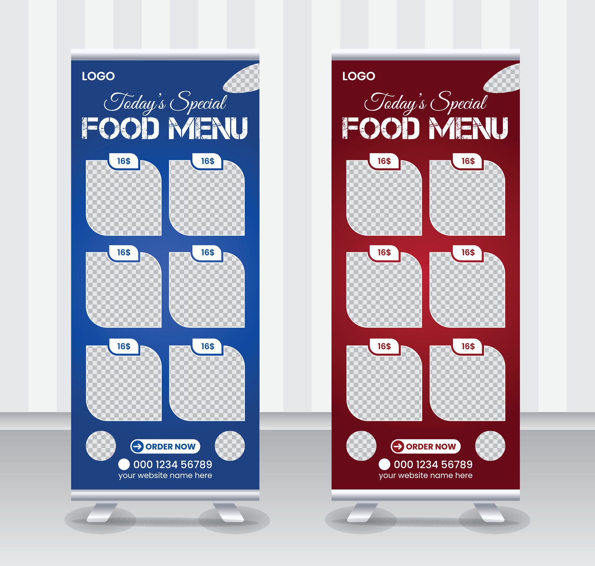 Today’s special food menu and restaurant roll up banner x or roll up banner design template Free Vector