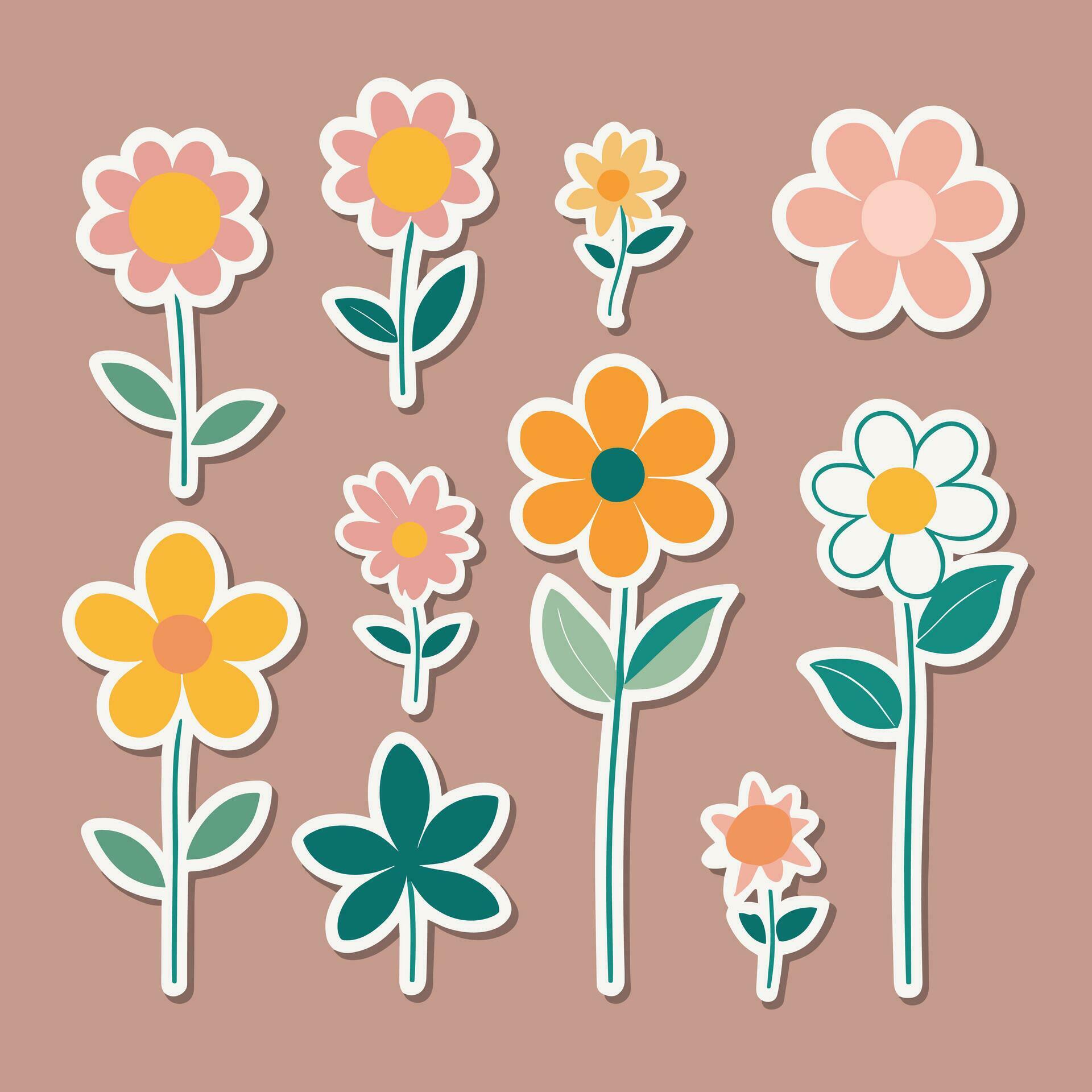 Flower sticker collection Stock Free