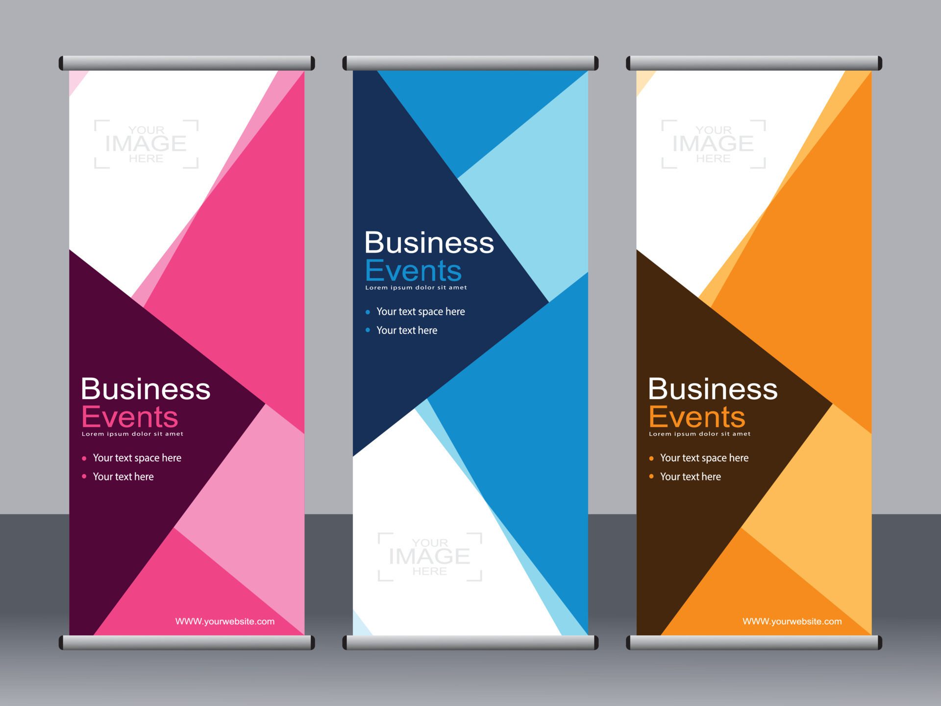 Business banner roll up set standee banner template. Free Vector