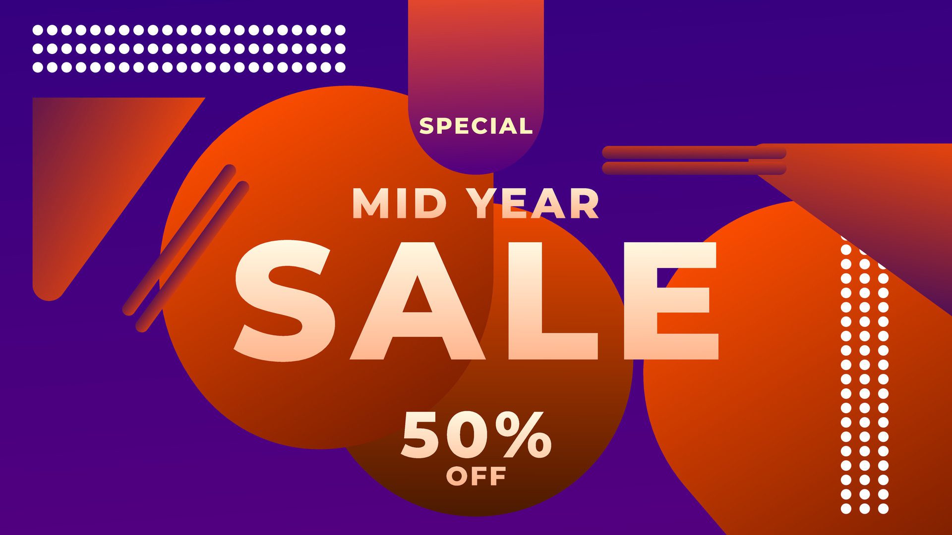 MID YEAR SALE OFFERS AND PROMOTION TEMPLATE BANNER DESIGN.COLORFUL GRADIENT COLOR BACKGROUND VECTOR. GOOD FOR SOCIAL MEDIA POST, COVER , POSTER Free Vector