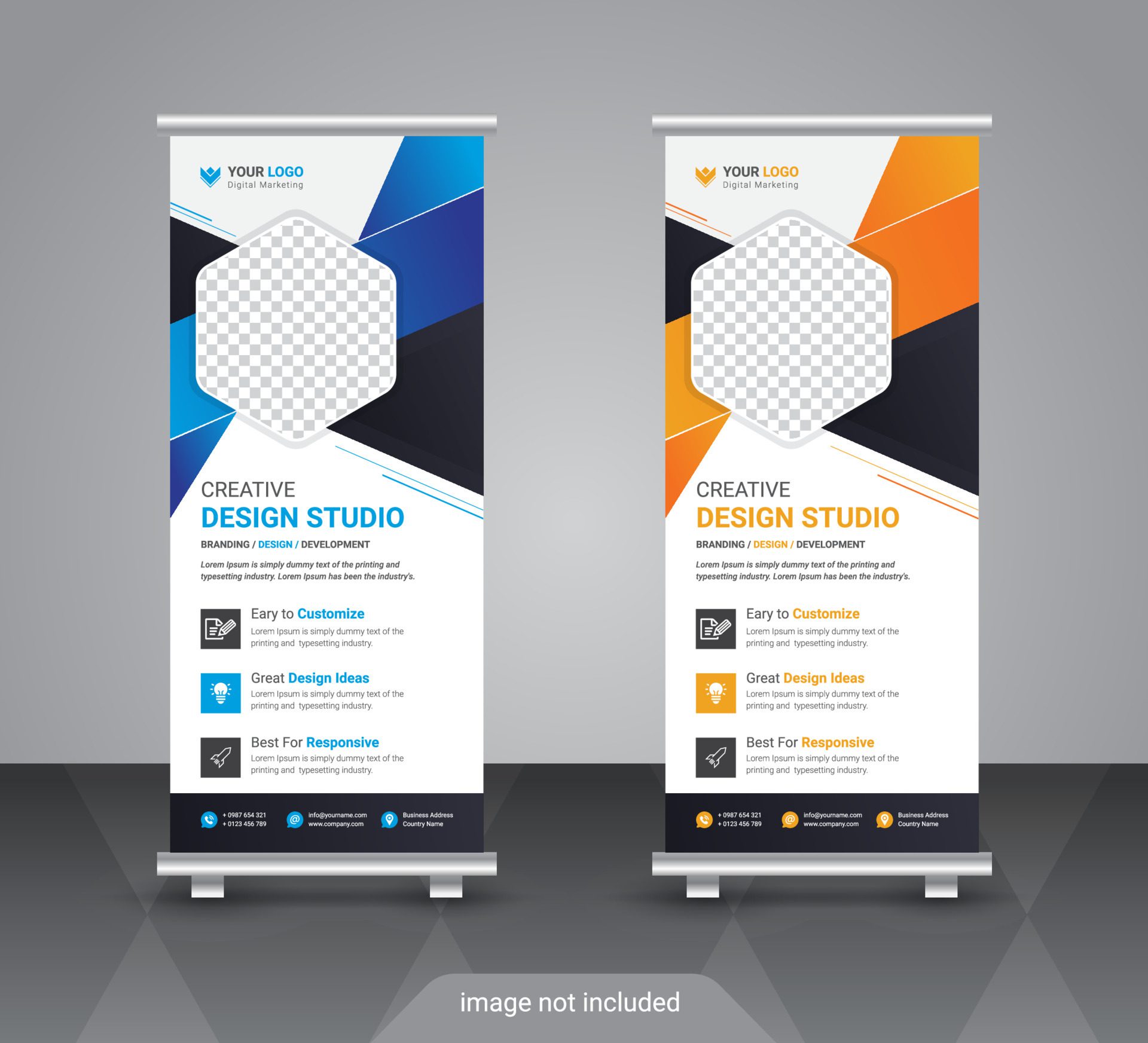 Professional roll up stand banner template design Free Vector