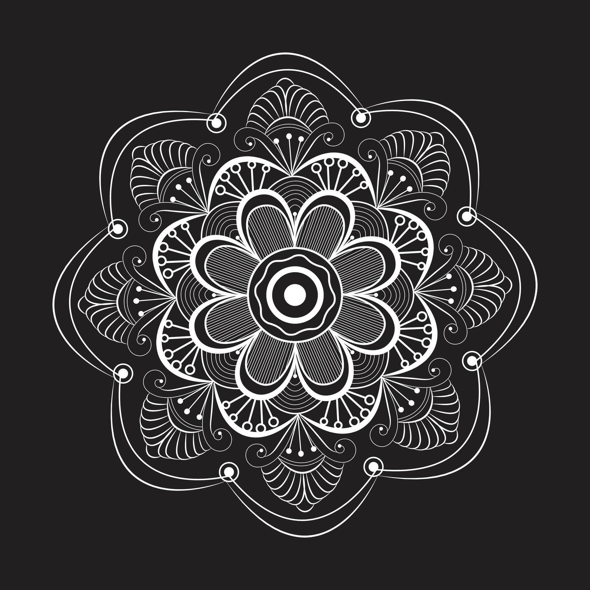 Creative easy circle flower floral mandala design for free download Stock Free