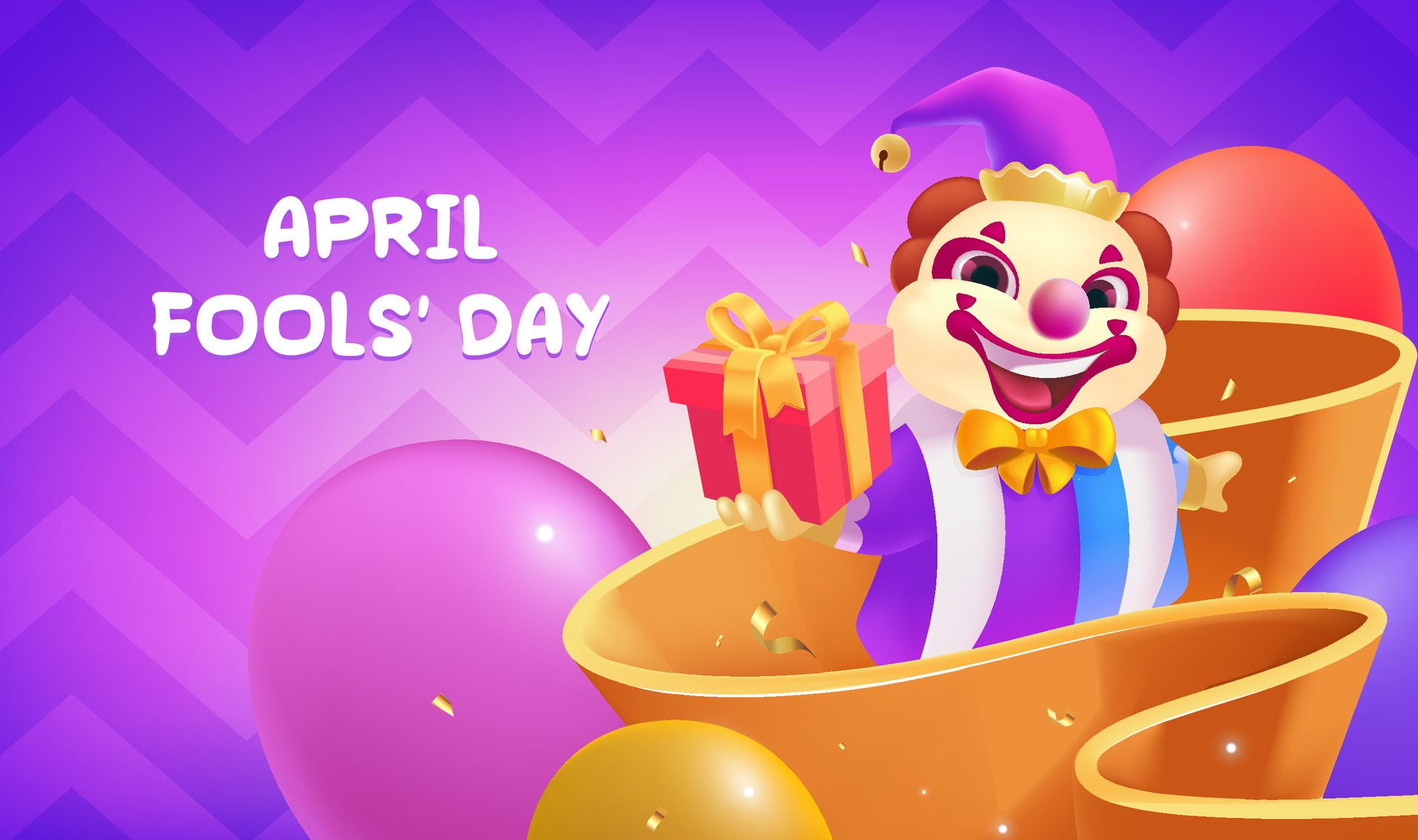 Vector hand painted April Fool’s Day celebration banner horizontal template Free Vector