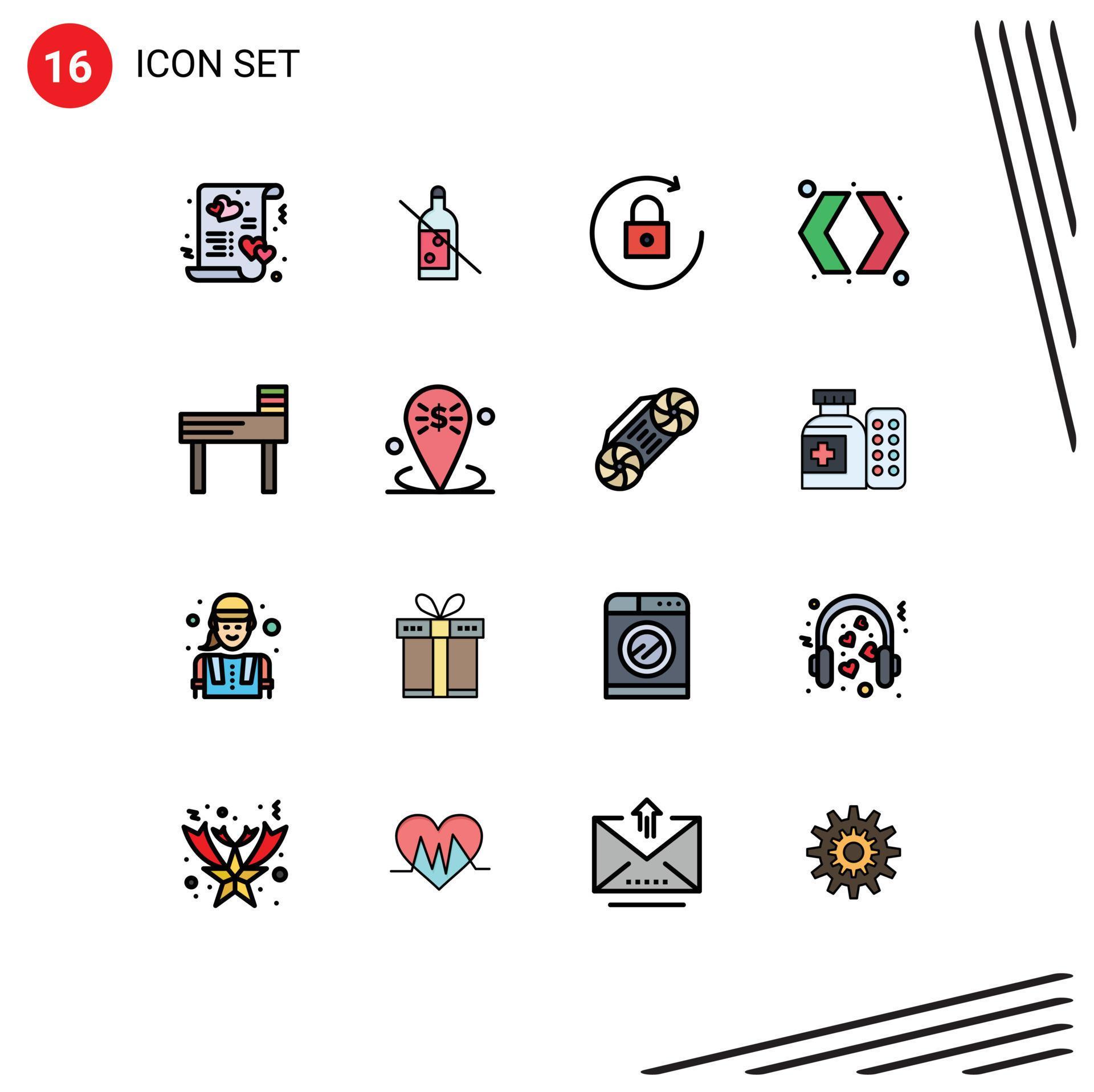 Set of 16 Modern UI Icons Symbols Signs for education right whiskey left arrows Editable Creative Vector Design Elements Stock Free