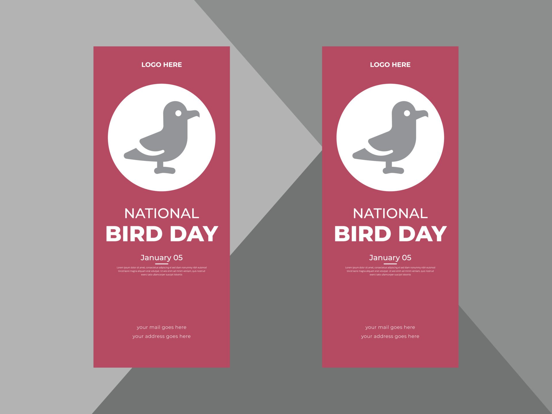 National Bird Day Celebration Roll up Banner, vector graphic of national bird day DL flye, X flyer, Bird Flyer Design Template. Free Vector