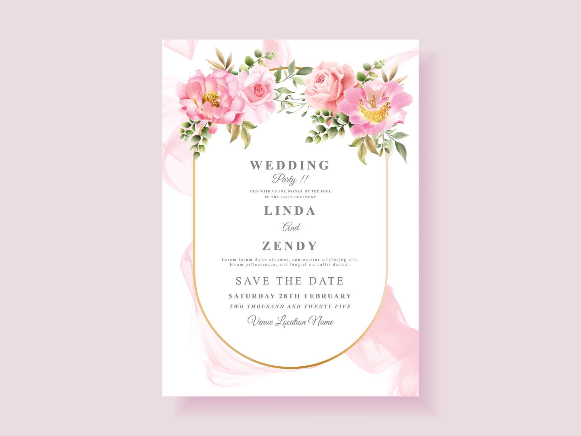 Soft pink flower wedding invitation card Stock Free