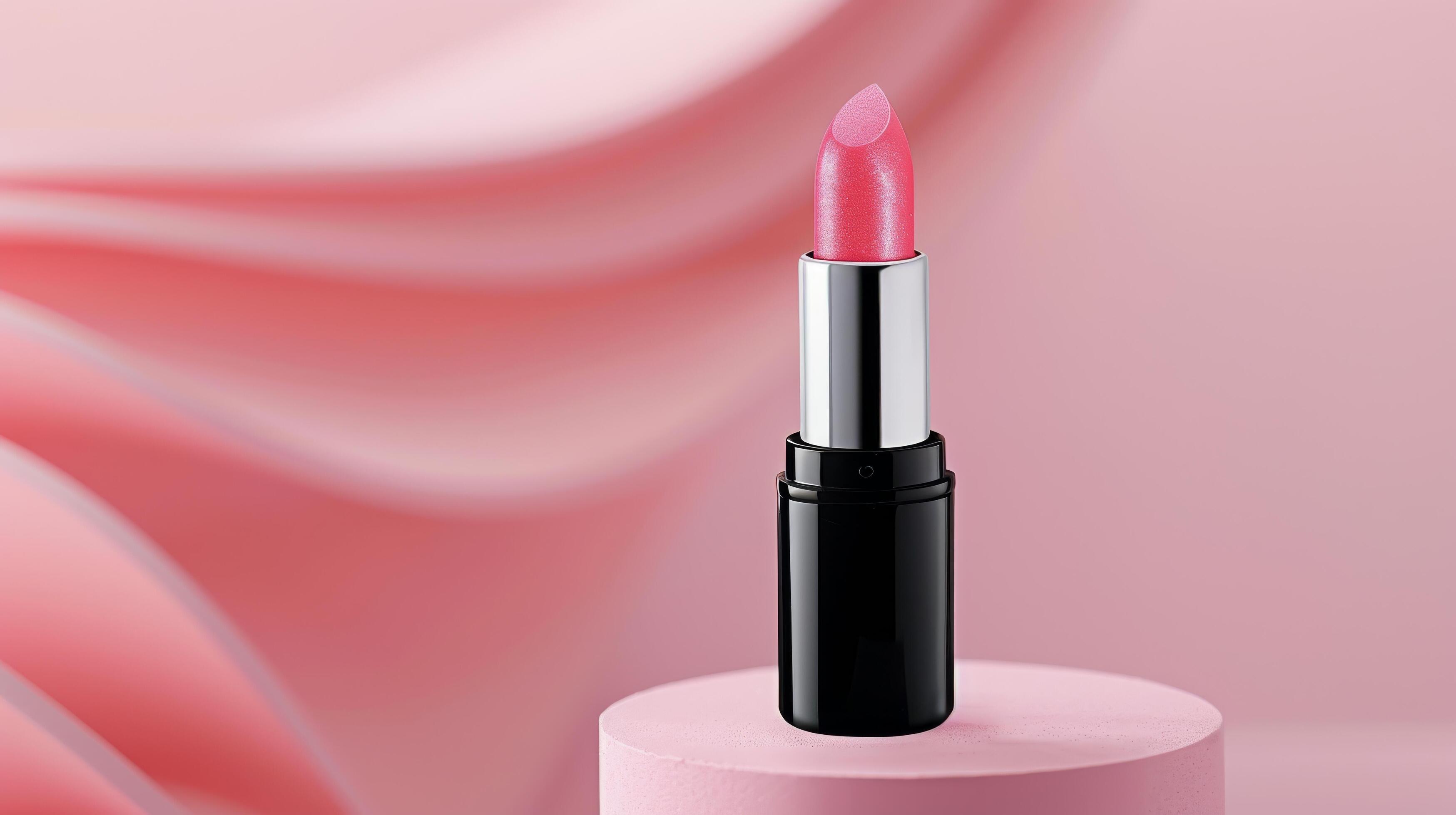 Pink Lipstick On A Pink Background Stock Free