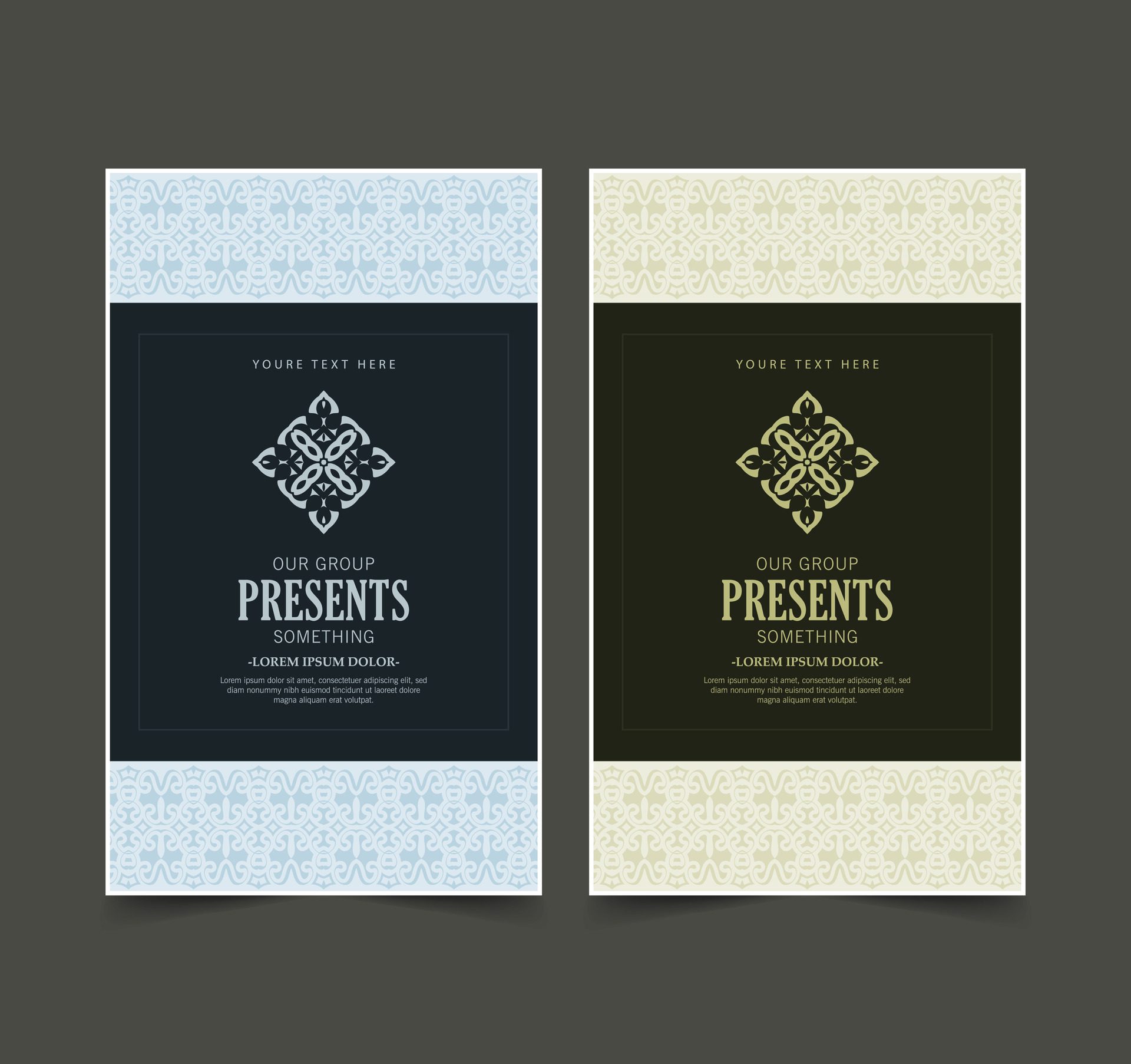 vertical business card with ornament pattern border Free Vector