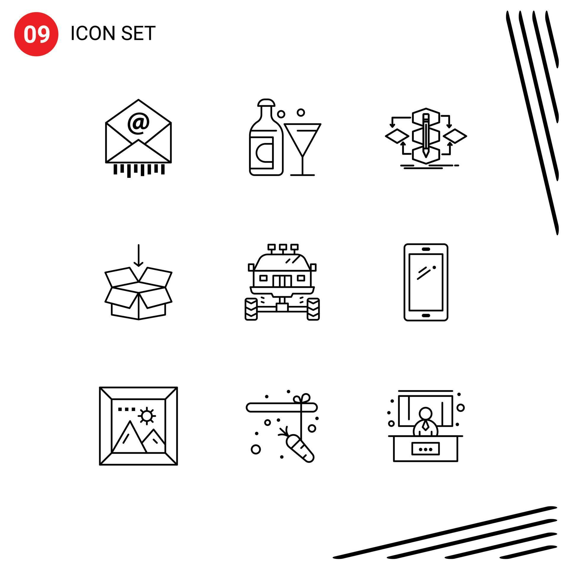 9 Thematic Vector Outlines and Editable Symbols of auto shepping algorithm arrow process Editable Vector Design Elements Stock Free