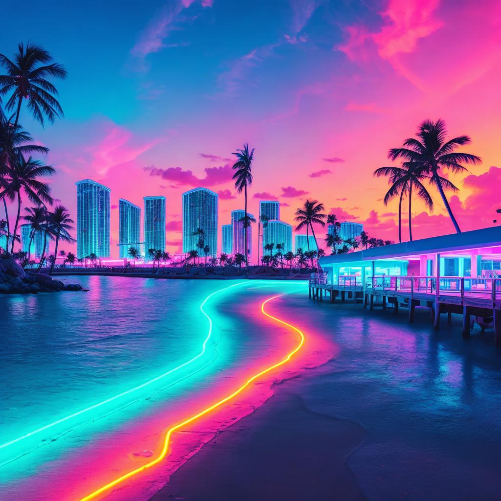 Create a vibrant, neon-lit by @ai_generated