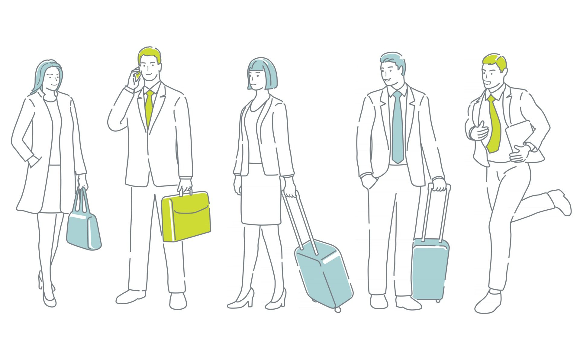 Business People In Action. Easy To Use Simple, Flat Vector Illustration Set Isolated On A White Background. Free Vector