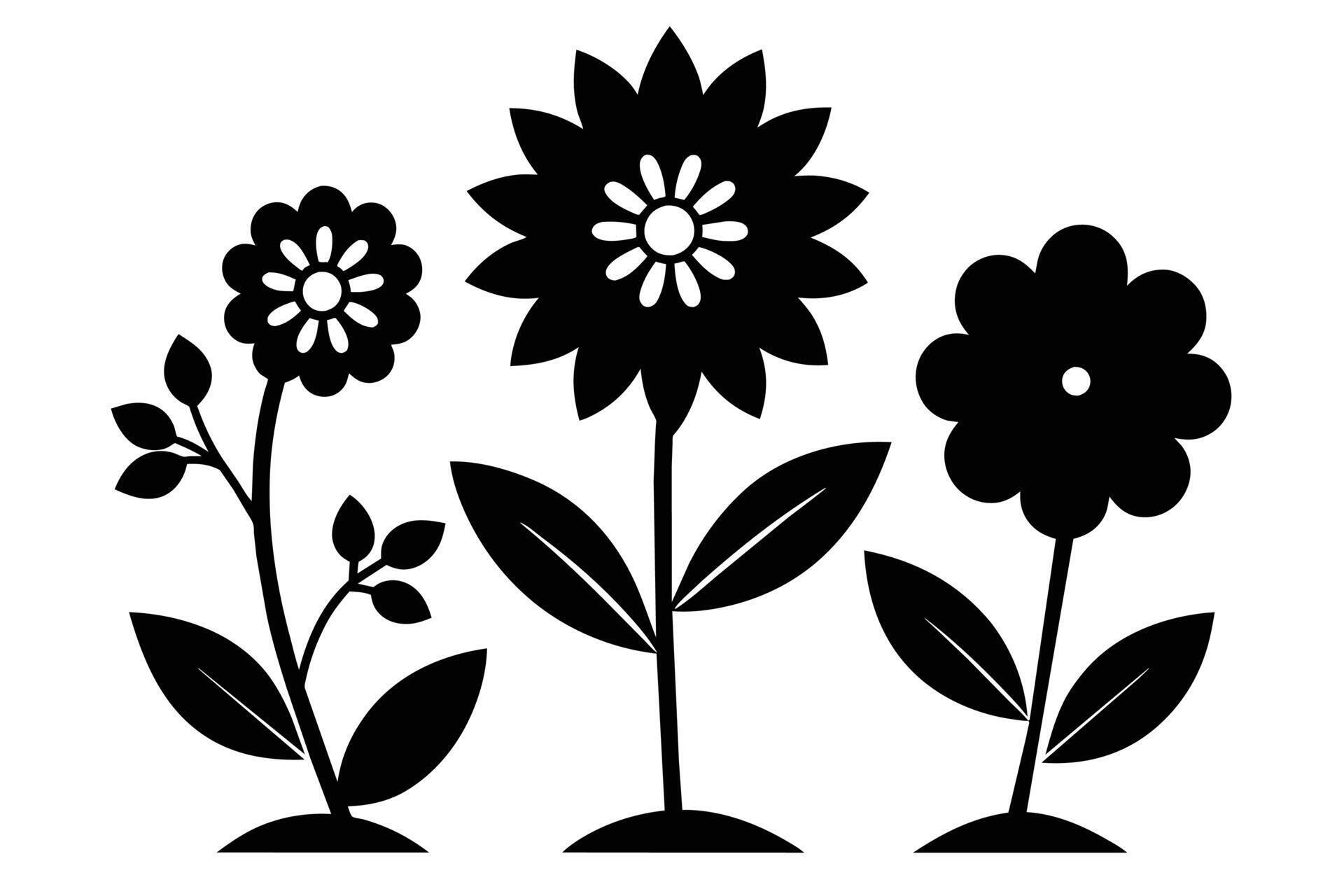 Black Cutout Symbols Of Flowers Stock Free