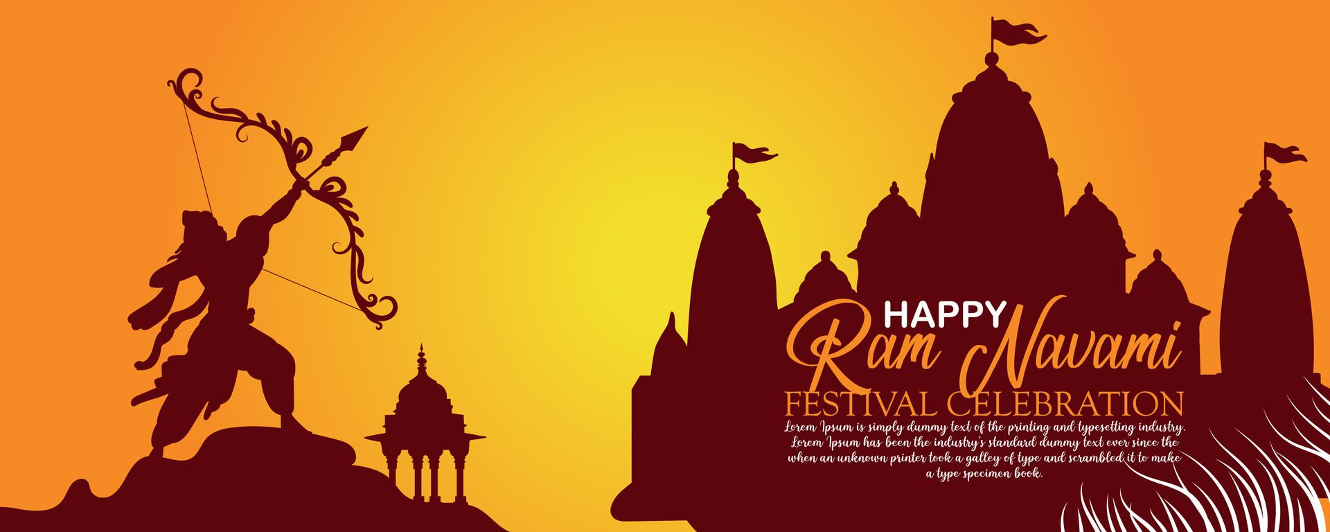 Happy Ram Navami cultural Banner Hindu festival vertical post wishes celebration card Ram Navami celebration background Free Vector